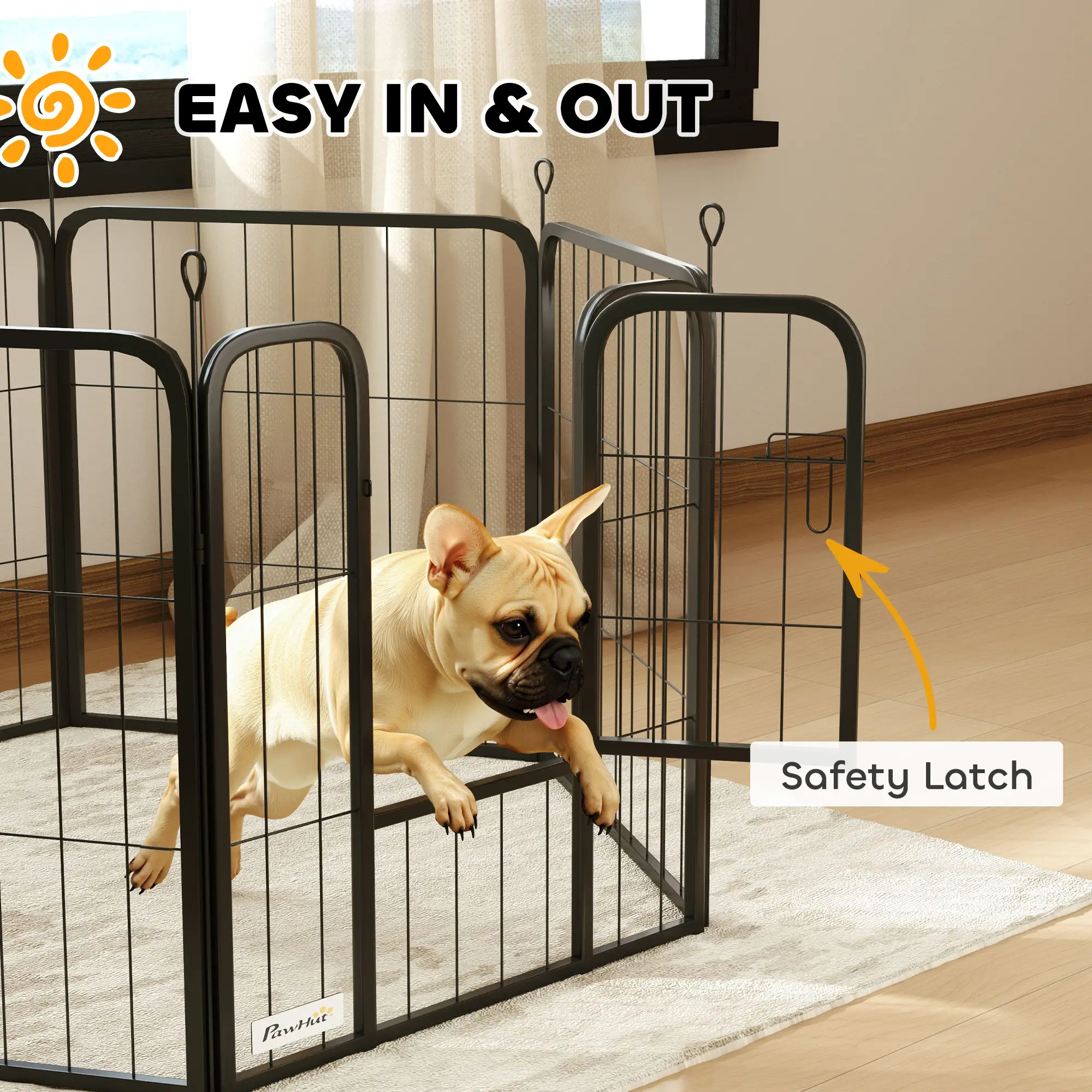 6 Panels Heavy Duty Dog Playpen, 24" Height, Portable Foldable - Image 5