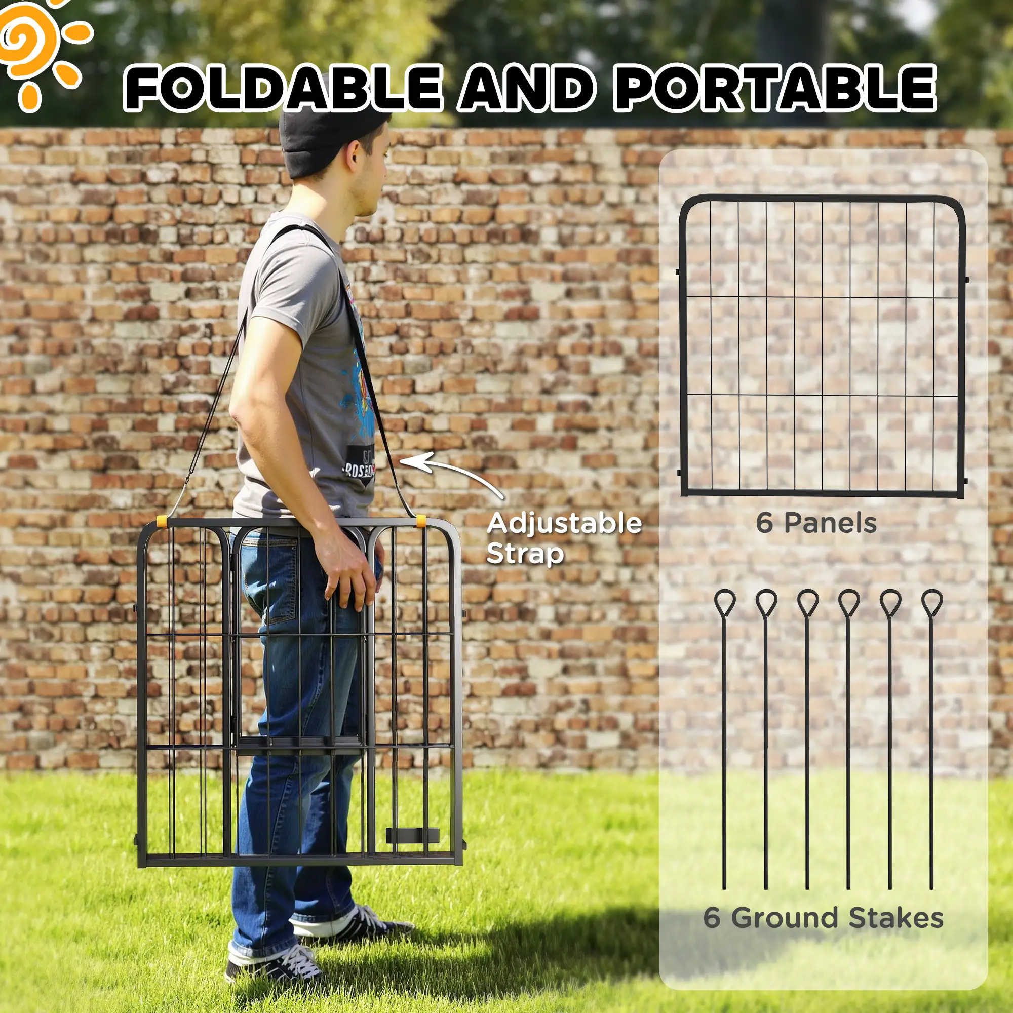 6 Panels Heavy Duty Dog Playpen, 24" Height, Portable Foldable - Image 6