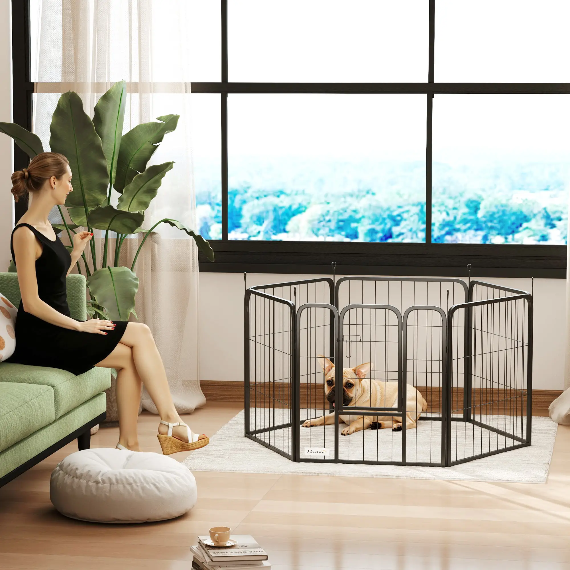 6 Panels Heavy Duty Dog Playpen, 24" Height, Portable Foldable - Image 8