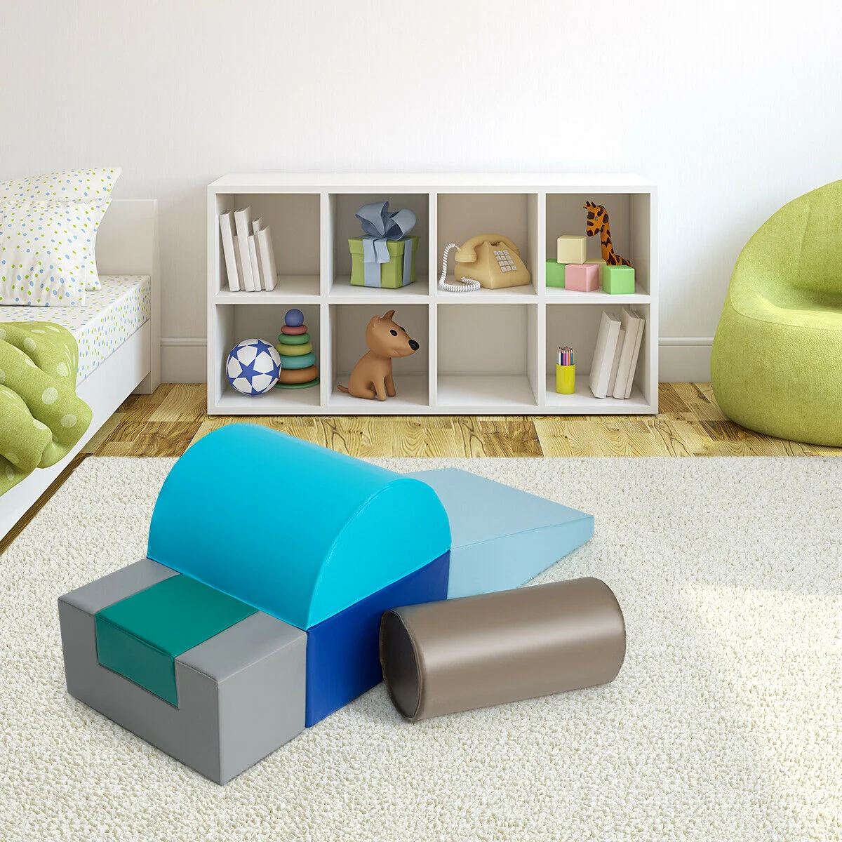 6 Piece Climb Crawl Play Set, Indoor Kids Toddler, Light Blue - Image 3