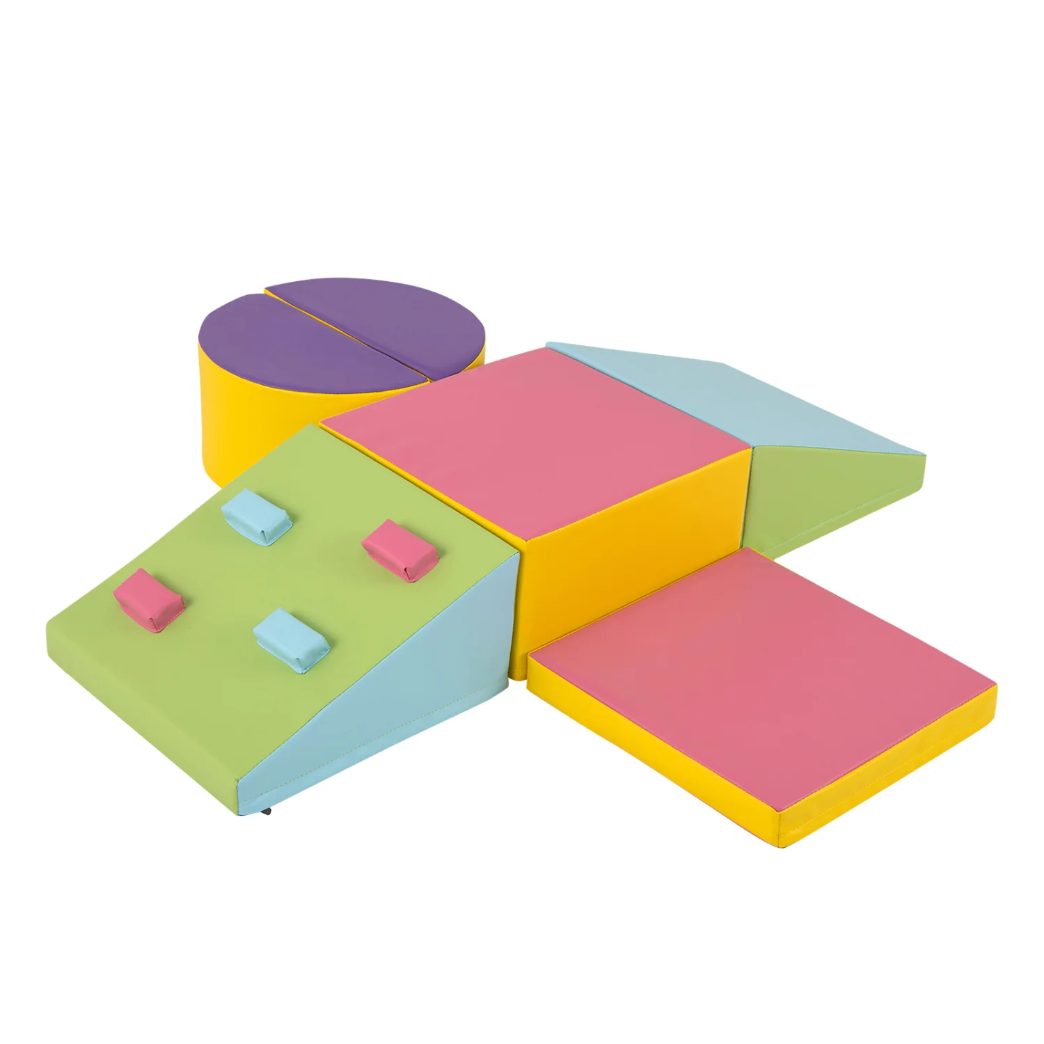 6-Piece Foam Climbing Blocks, Hook And Loop Fasteners, Multicolor