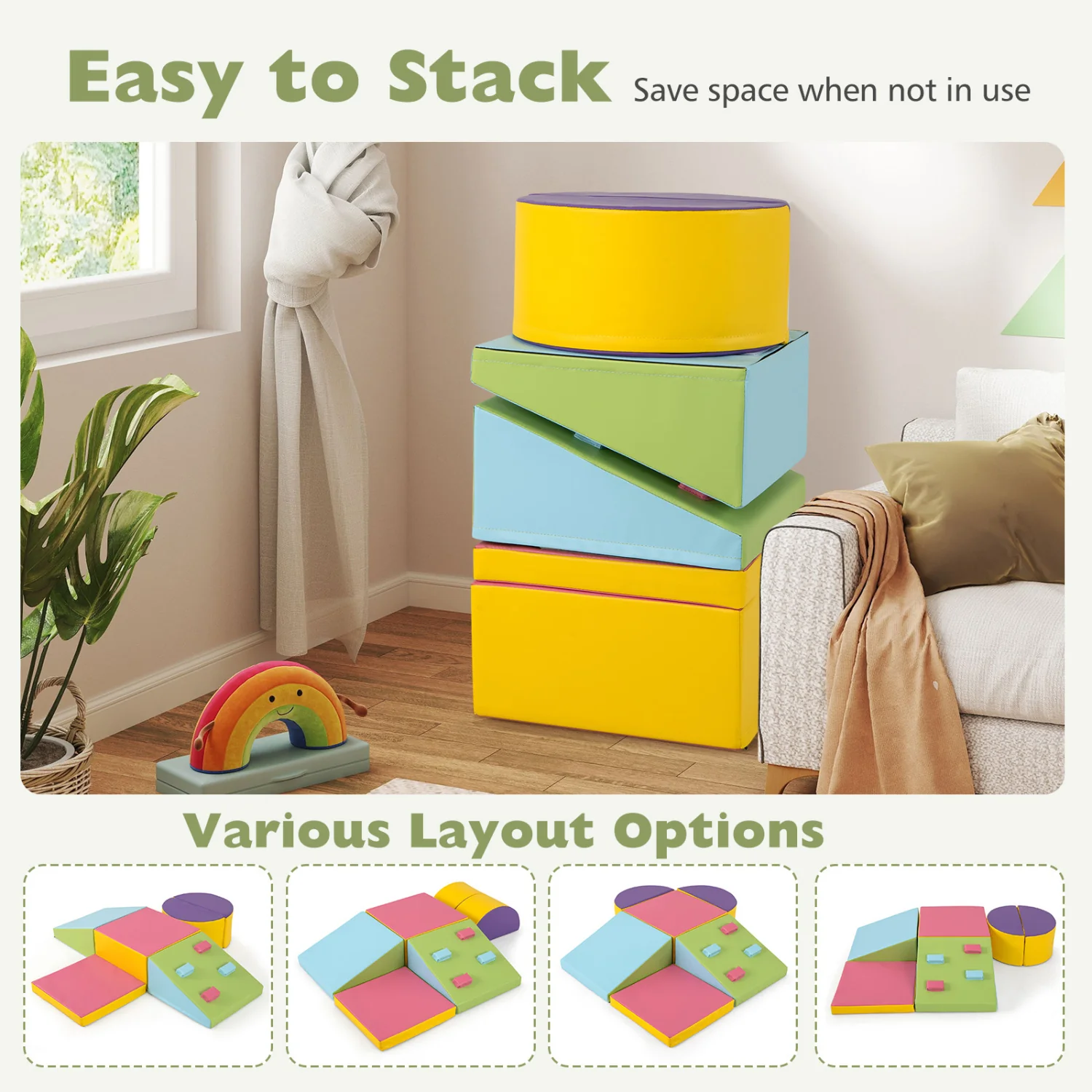 6-Piece Foam Climbing Blocks, Hook And Loop Fasteners, Multicolor - Image 7