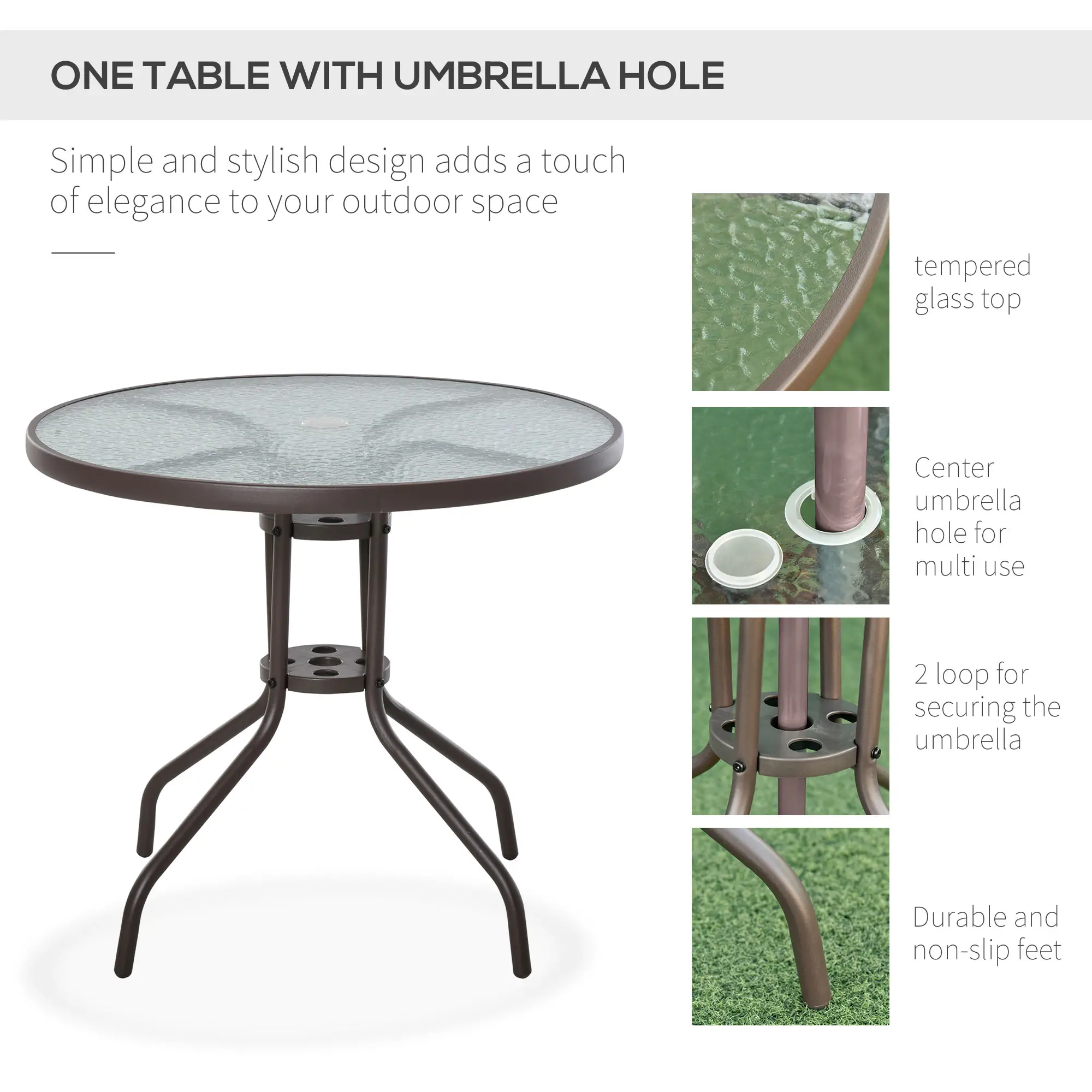 6-Piece Outdoor Dining Set, Round Table, 4 Folding Chairs, Cream - Image 6