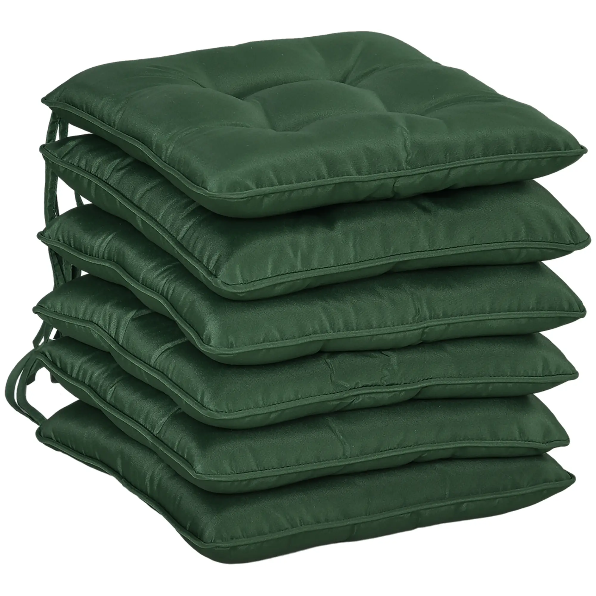 6-Piece Outdoor Patio Chair Cushion Set, Button Tufted, Dark Green - Image 10