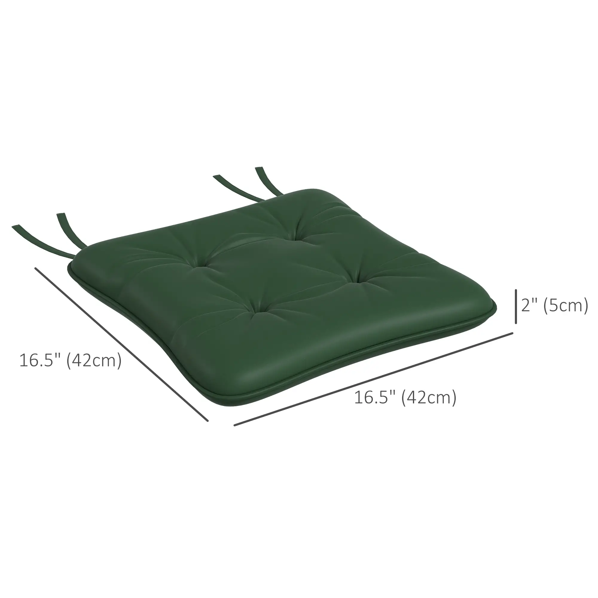 6-Piece Outdoor Patio Chair Cushion Set, Button Tufted, Dark Green - Image 3