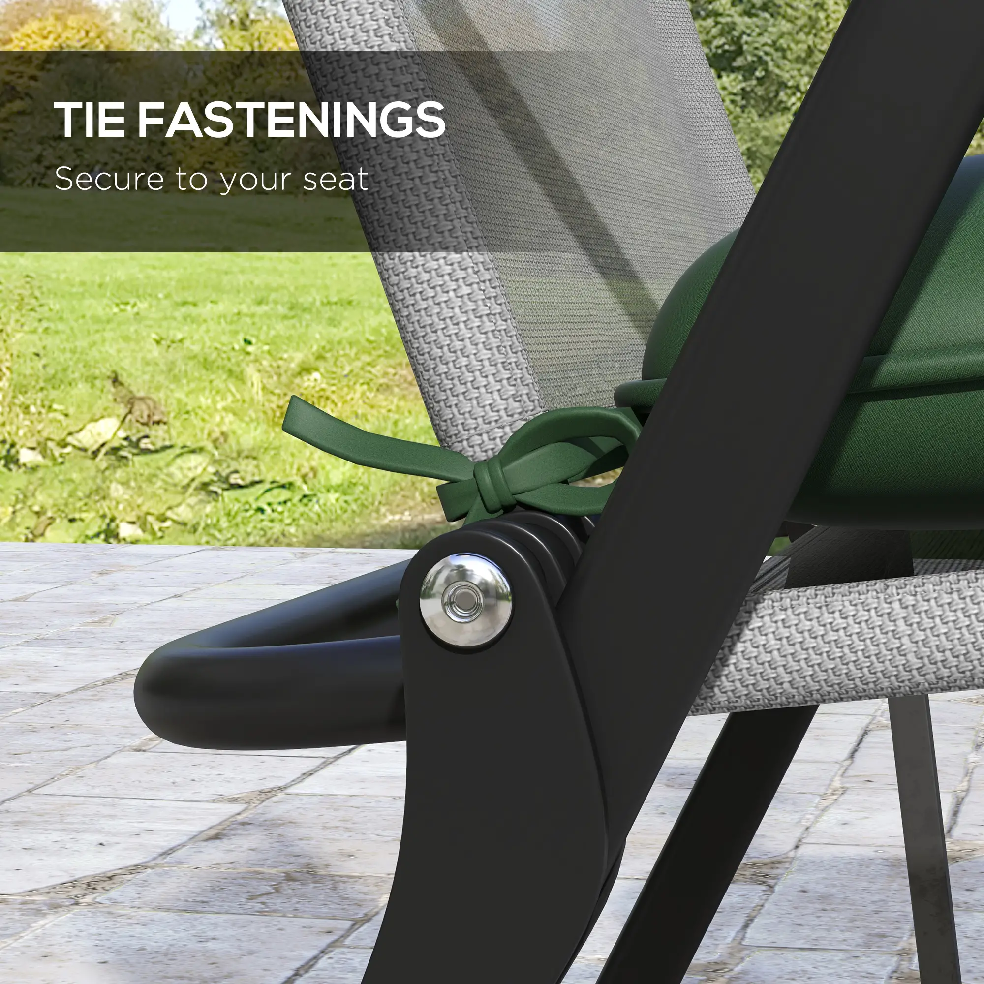 6-Piece Outdoor Patio Chair Cushion Set, Button Tufted, Dark Green - Image 5
