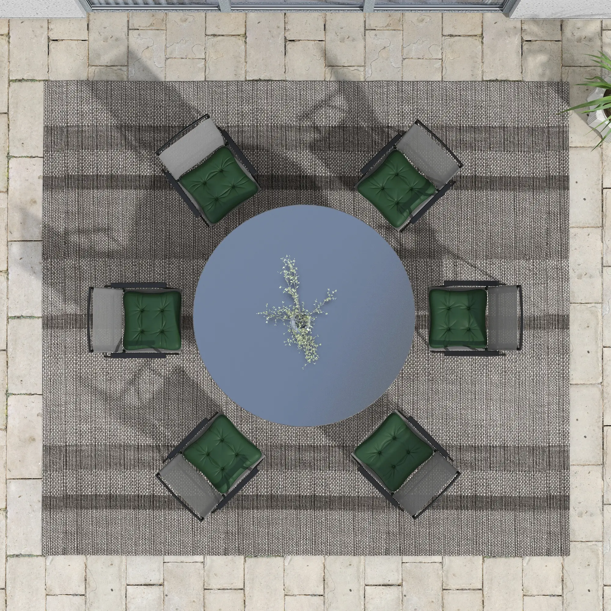 6-Piece Outdoor Patio Chair Cushion Set, Button Tufted, Dark Green - Image 6