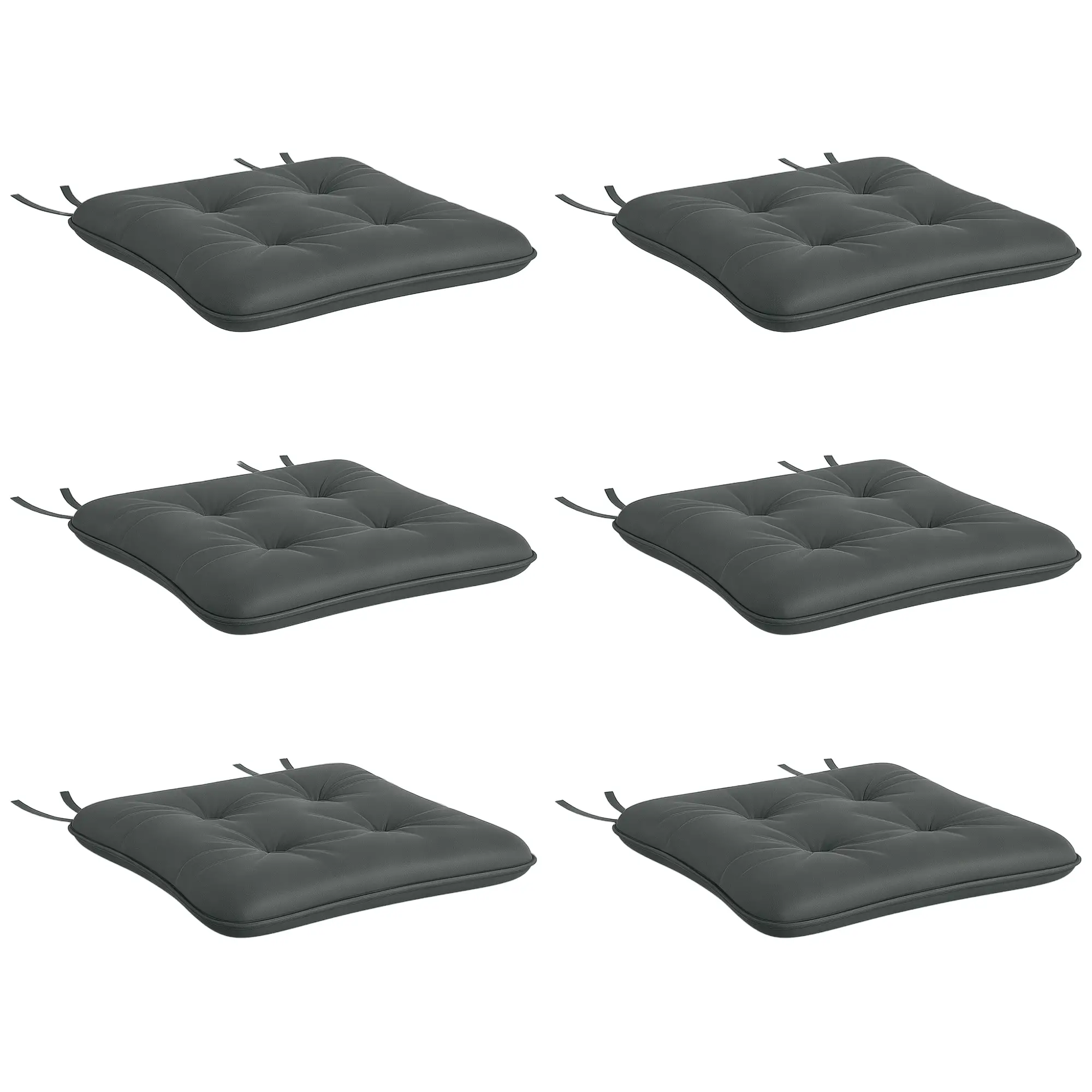 6-Piece Outdoor Patio Chair Cushions, Button Tufted, Charcoal Grey - Image 11