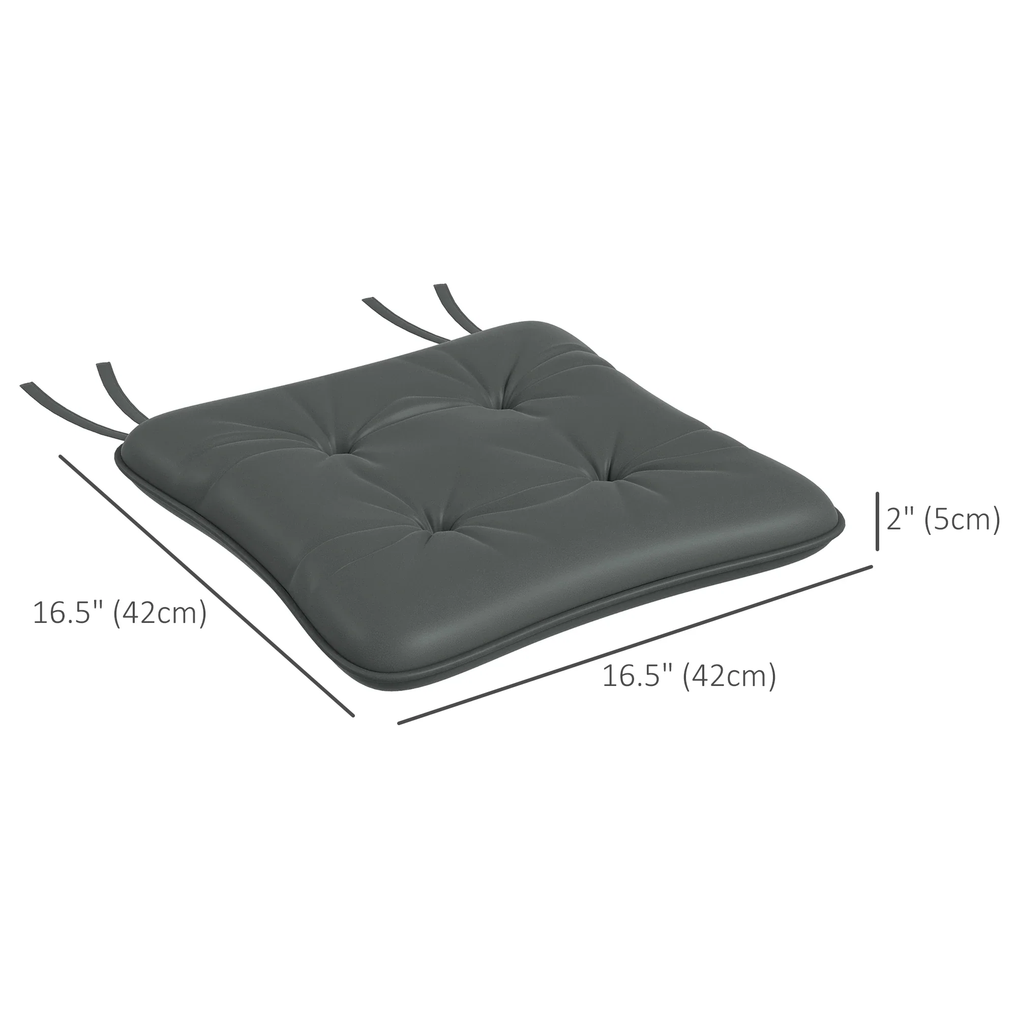 6-Piece Outdoor Patio Chair Cushions, Button Tufted, Charcoal Grey - Image 3