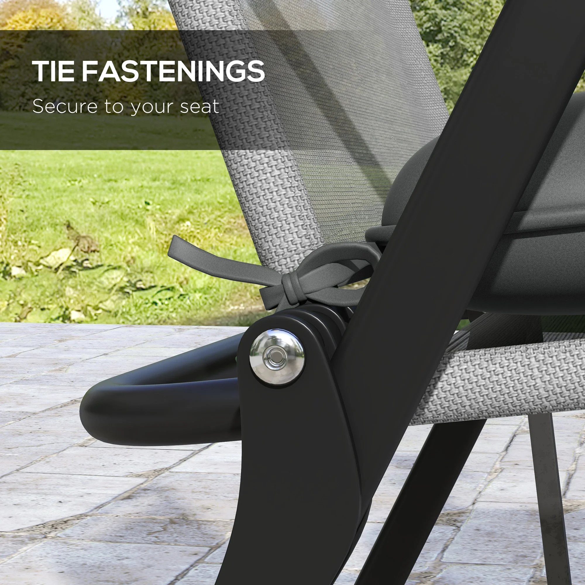 6-Piece Outdoor Patio Chair Cushions, Button Tufted, Charcoal Grey - Image 5