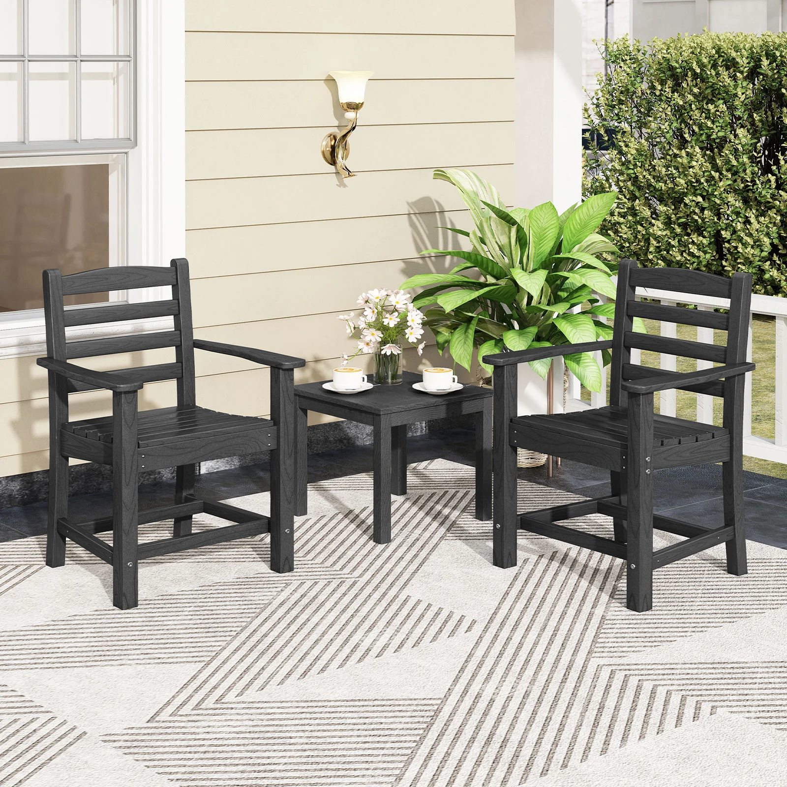 6-Piece Patio Dining Set, HDPE Weather Resistant, Black - Image 7