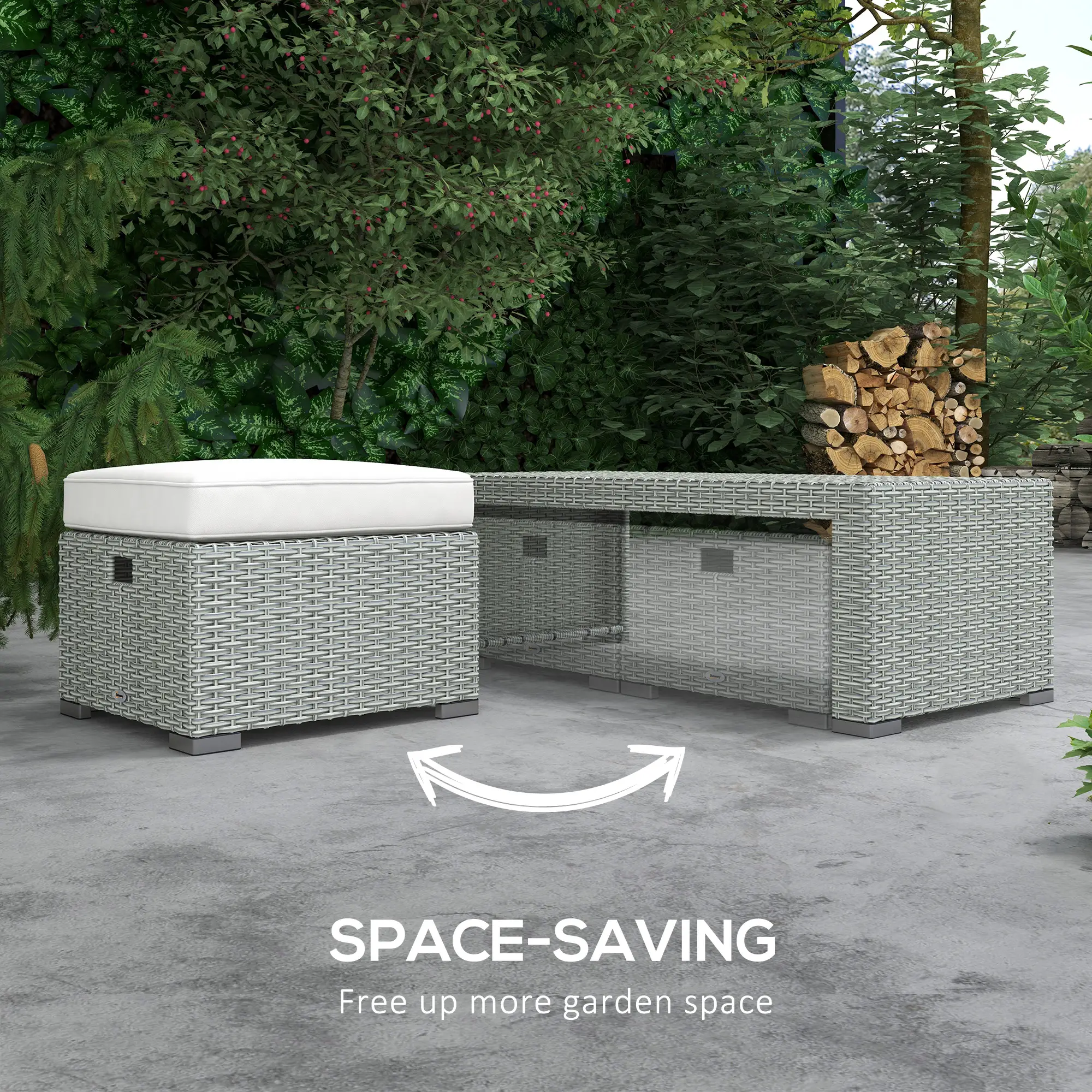 6-Piece Patio Furniture Set, Outdoor Rattan Sectional with Recliner, Lawn Garden Backyard - Image 5