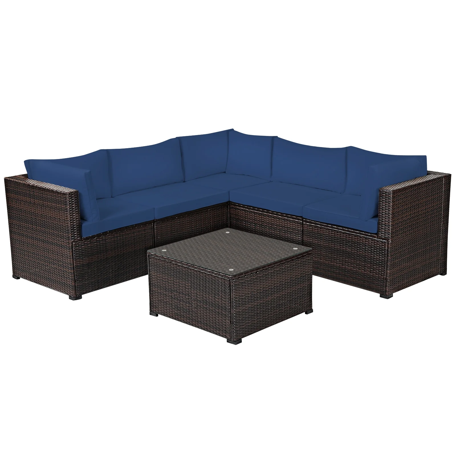 6-Piece Patio Furniture Sofa Set With Cushions, Navy