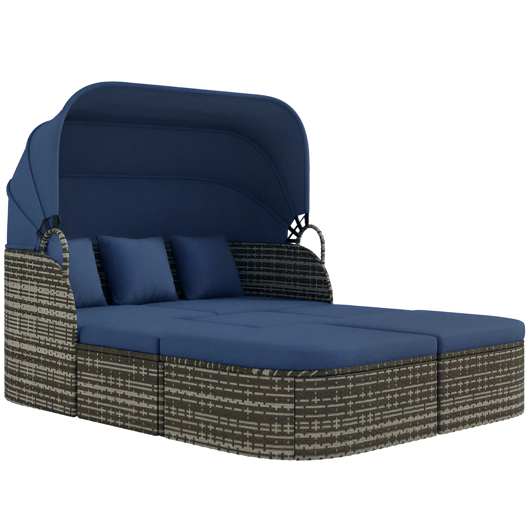 6-Piece Patio Set, PE Rattan Outdoor Daybed, Canopy, Lift Up Table - Image 11
