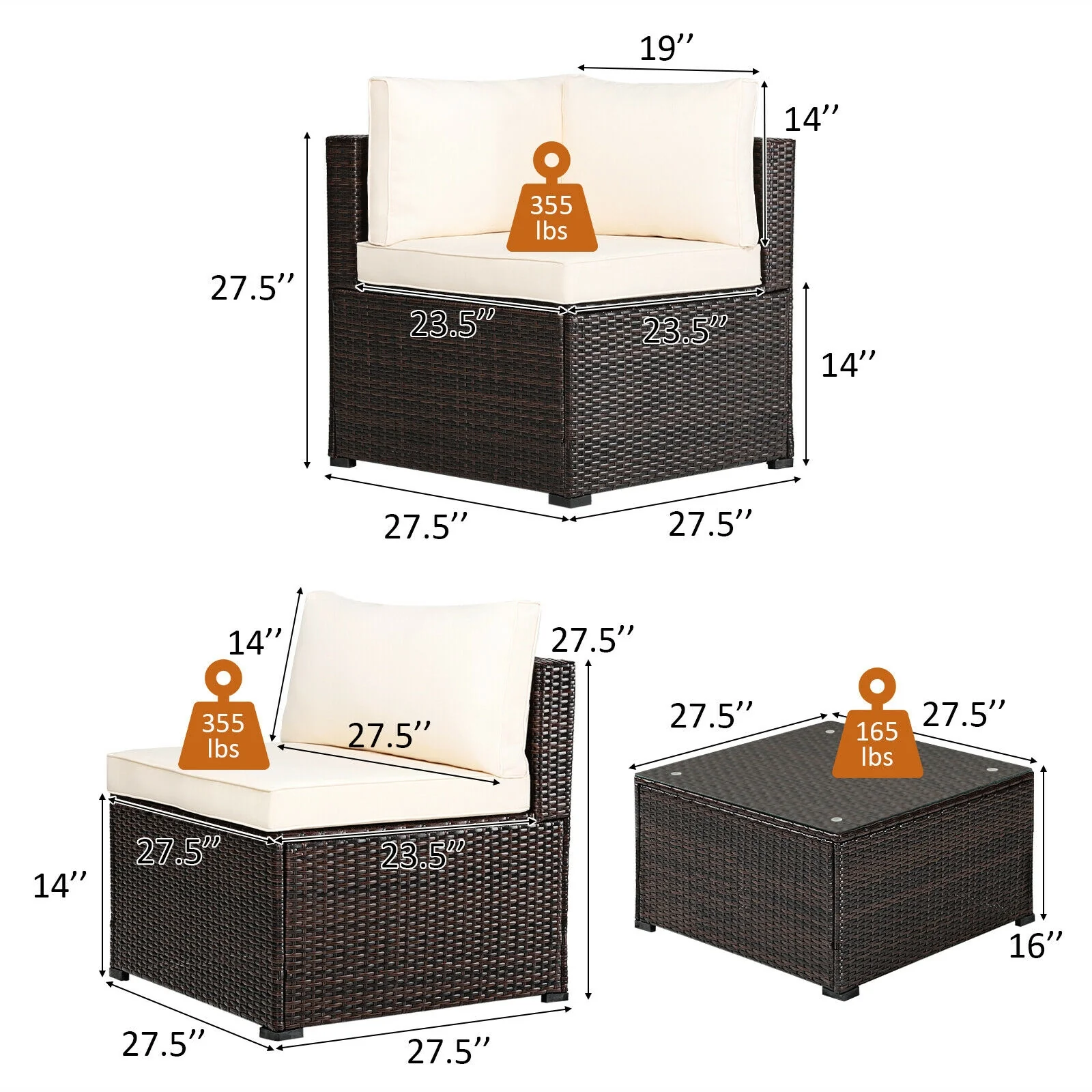 6 Piece Patio Sofa Set With Cushions, Outdoor, Beige - Image 5