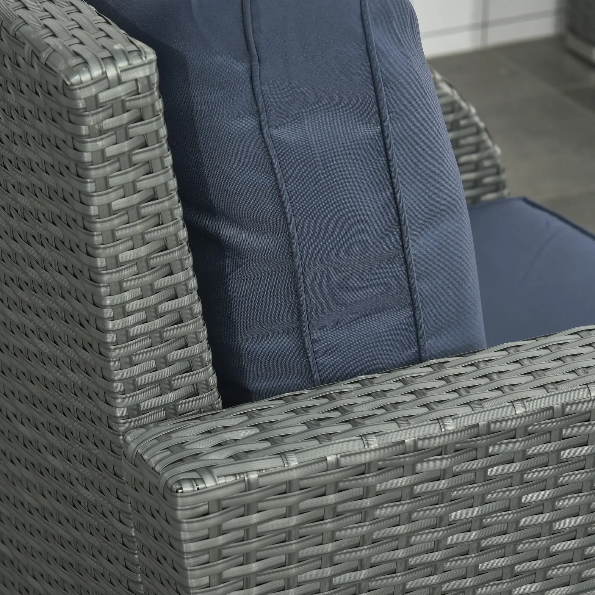6-Piece PE Wicker Patio Sectional Set, with Cushions, Dark Blue - Image 10