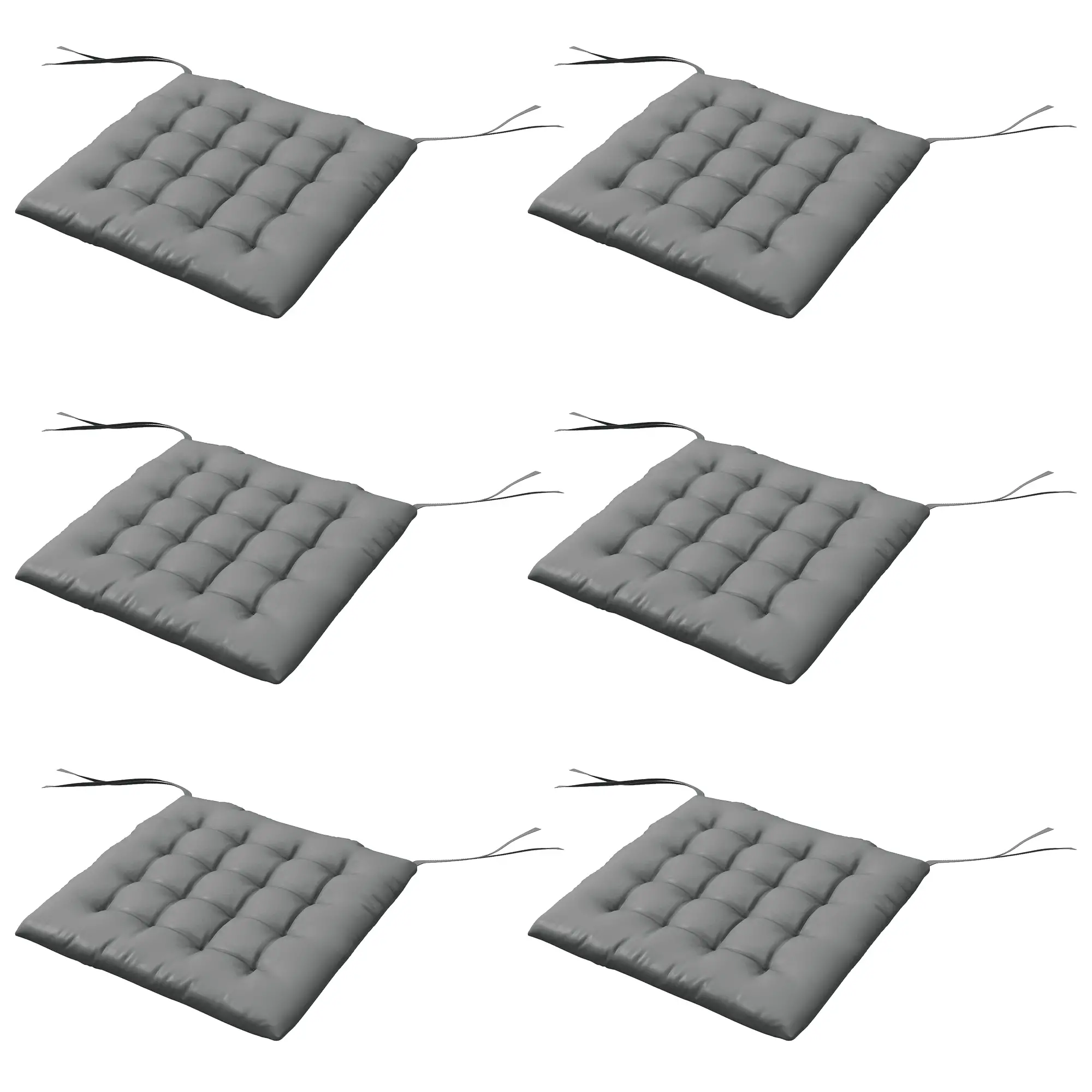 6-Piece Seat Cushion Pillows, Button Tufted Patio Chair Cushions, Charcoal Grey