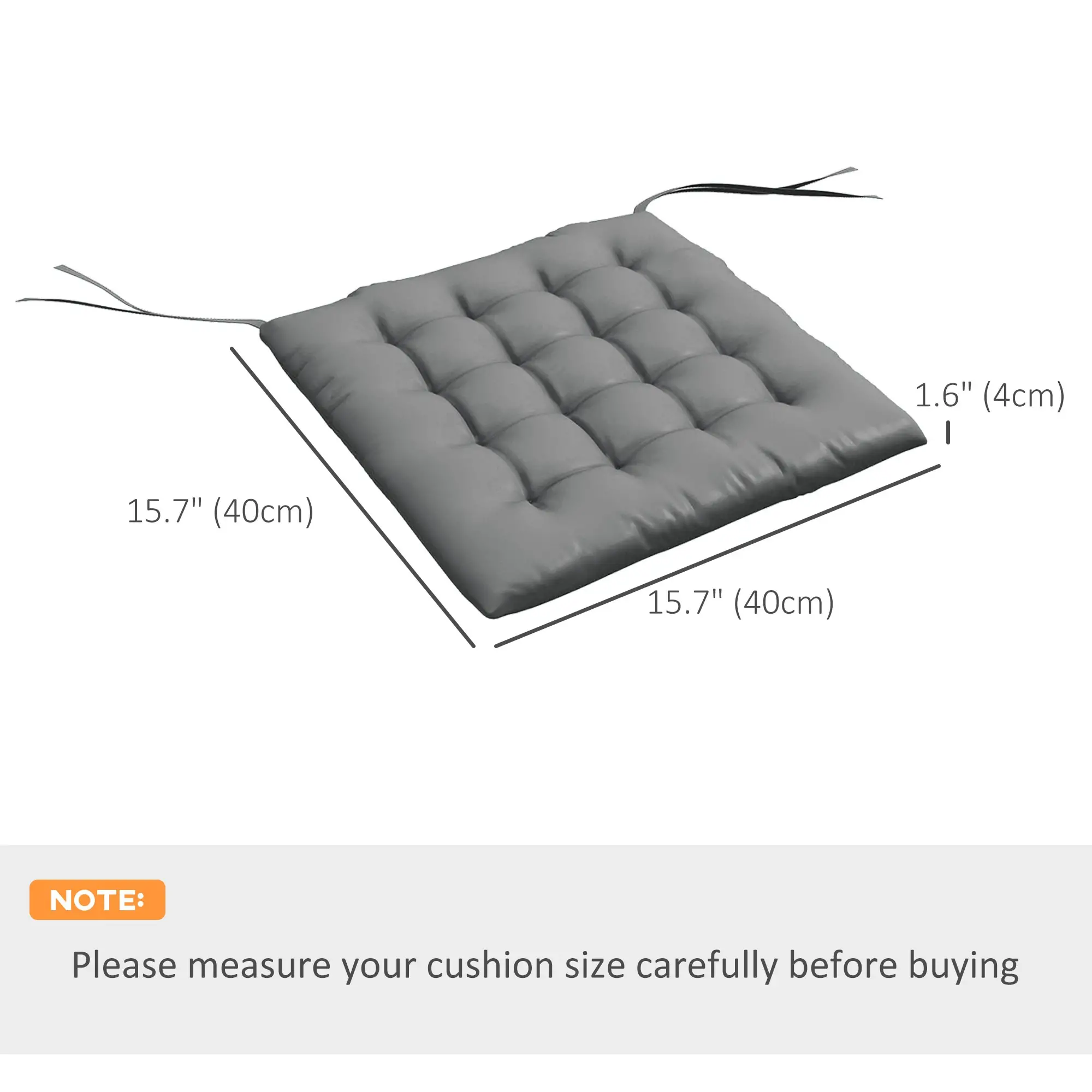 6-Piece Seat Cushion Pillows, Button Tufted Patio Chair Cushions, Charcoal Grey - Image 3