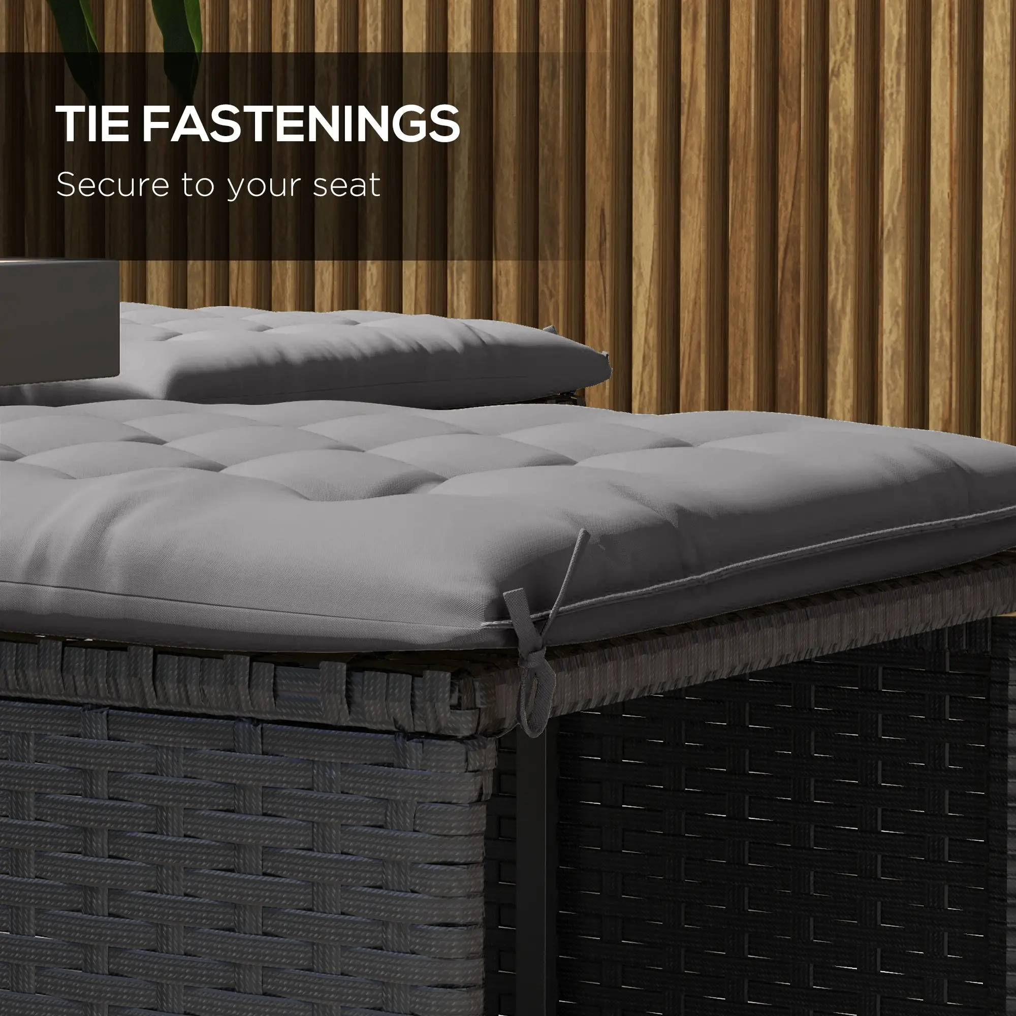 6-Piece Seat Cushion Pillows, Button Tufted Patio Chair Cushions, Charcoal Grey - Image 5