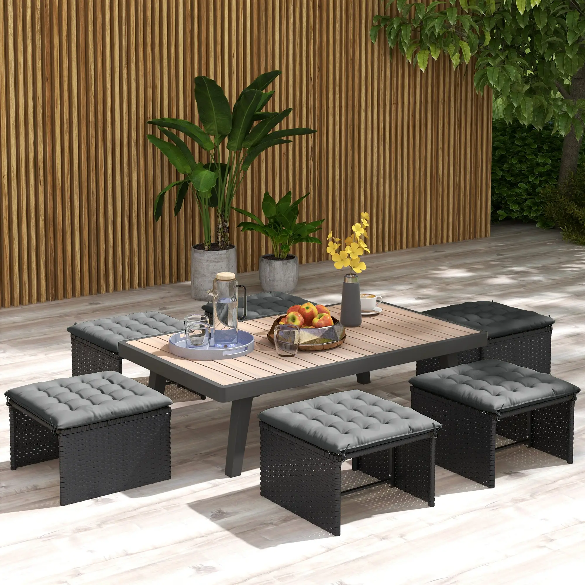 6-Piece Seat Cushion Pillows, Button Tufted Patio Chair Cushions, Charcoal Grey - Image 6