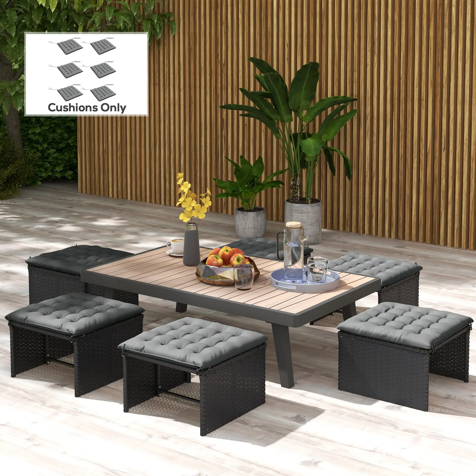 6-Piece Seat Cushion Pillows, Button Tufted Patio Chair Cushions, Charcoal Grey - Image 8