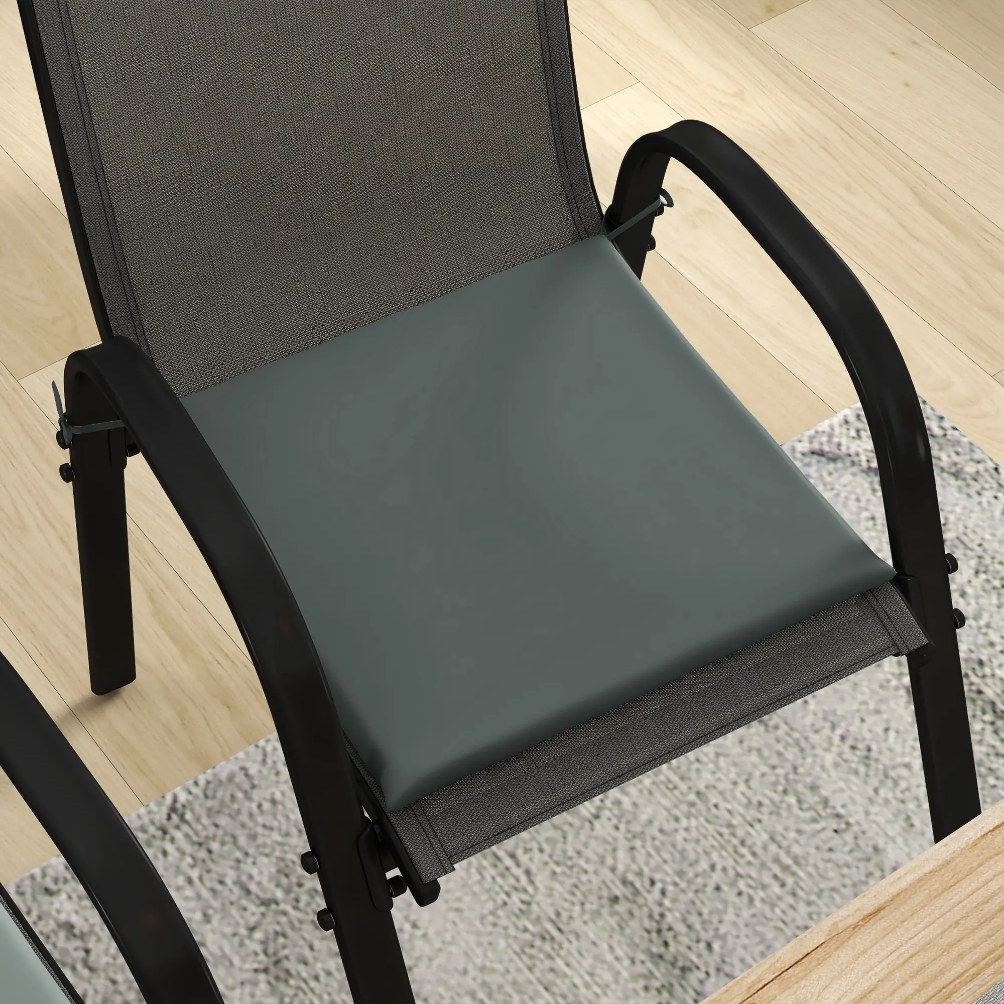 6-Piece Seat Cushion Pillows, Patio Chair Cushions with Ties, Charcoal Grey - Image 10