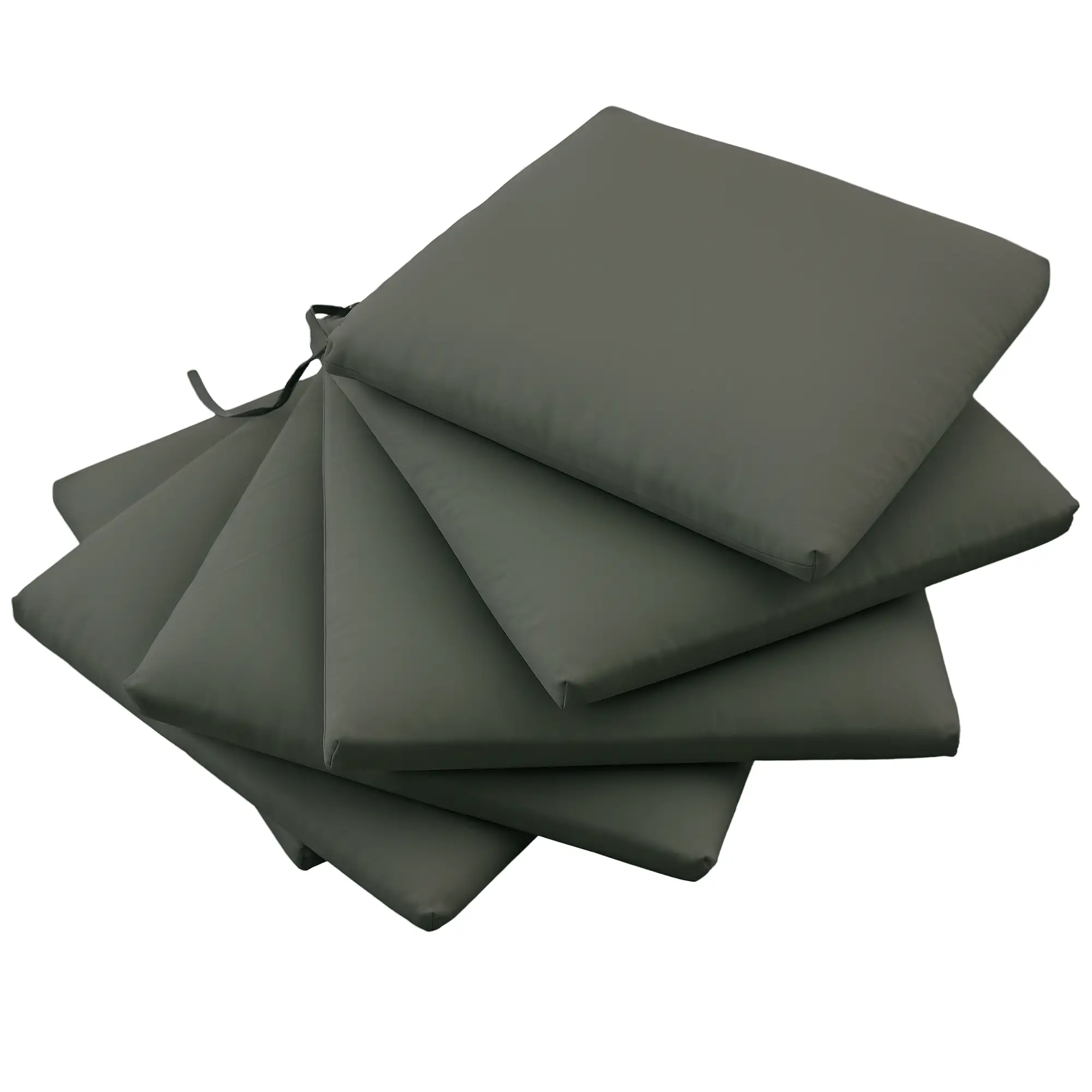 6-Piece Seat Cushion Pillows, Patio Chair Cushions with Ties, Charcoal Grey - Image 11