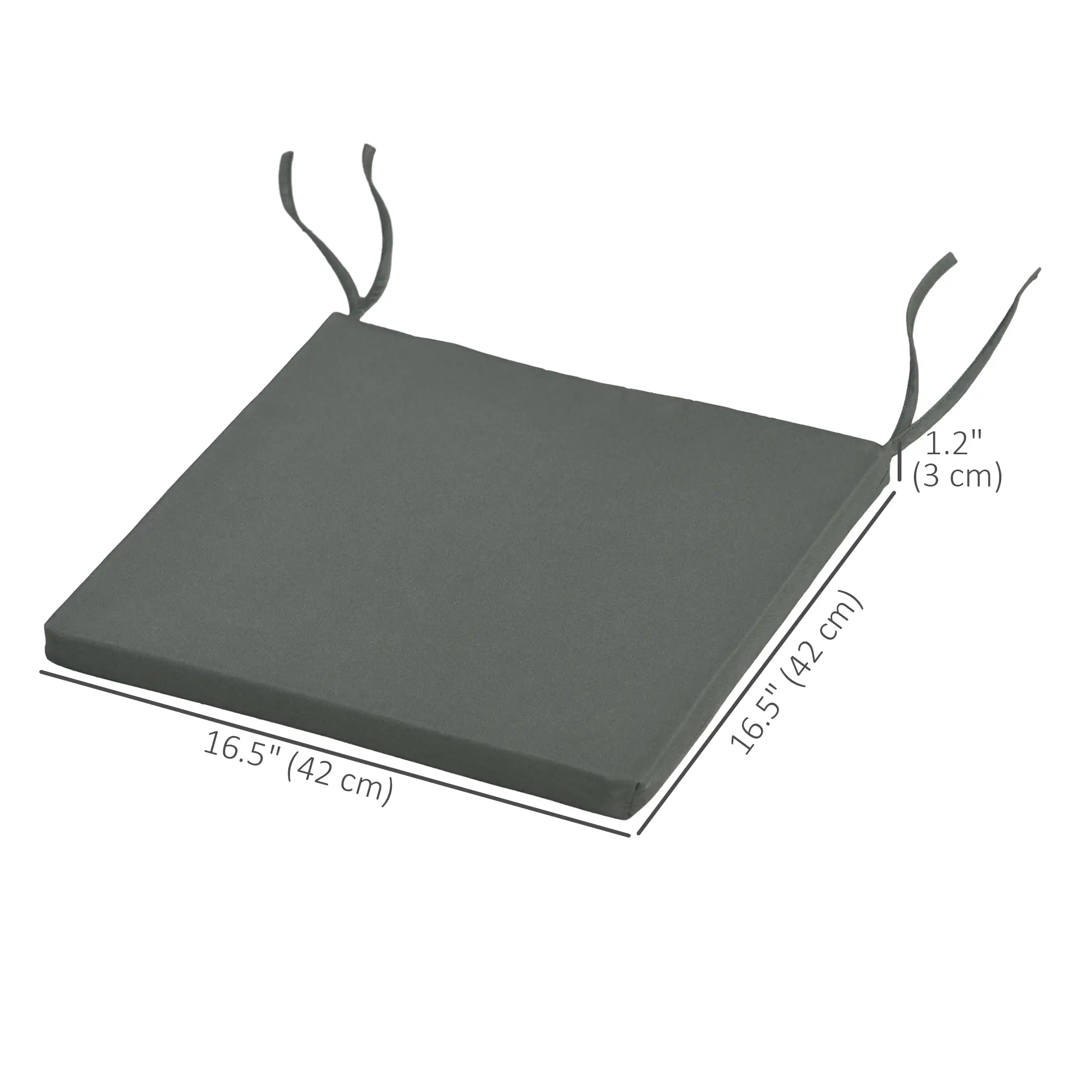 6-Piece Seat Cushion Pillows, Patio Chair Cushions with Ties, Charcoal Grey - Image 3
