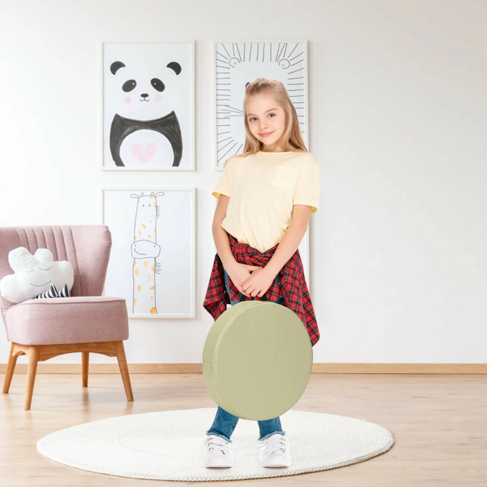 6 Pieces 15 Inch Round Toddler Floor Cushions, Blue - Image 2