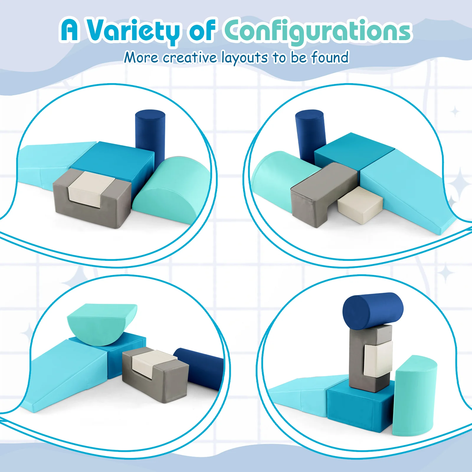 6 Pieces Foam Climbing Blocks, Indoor Climb Crawl Activity Playset, Navy - Image 7