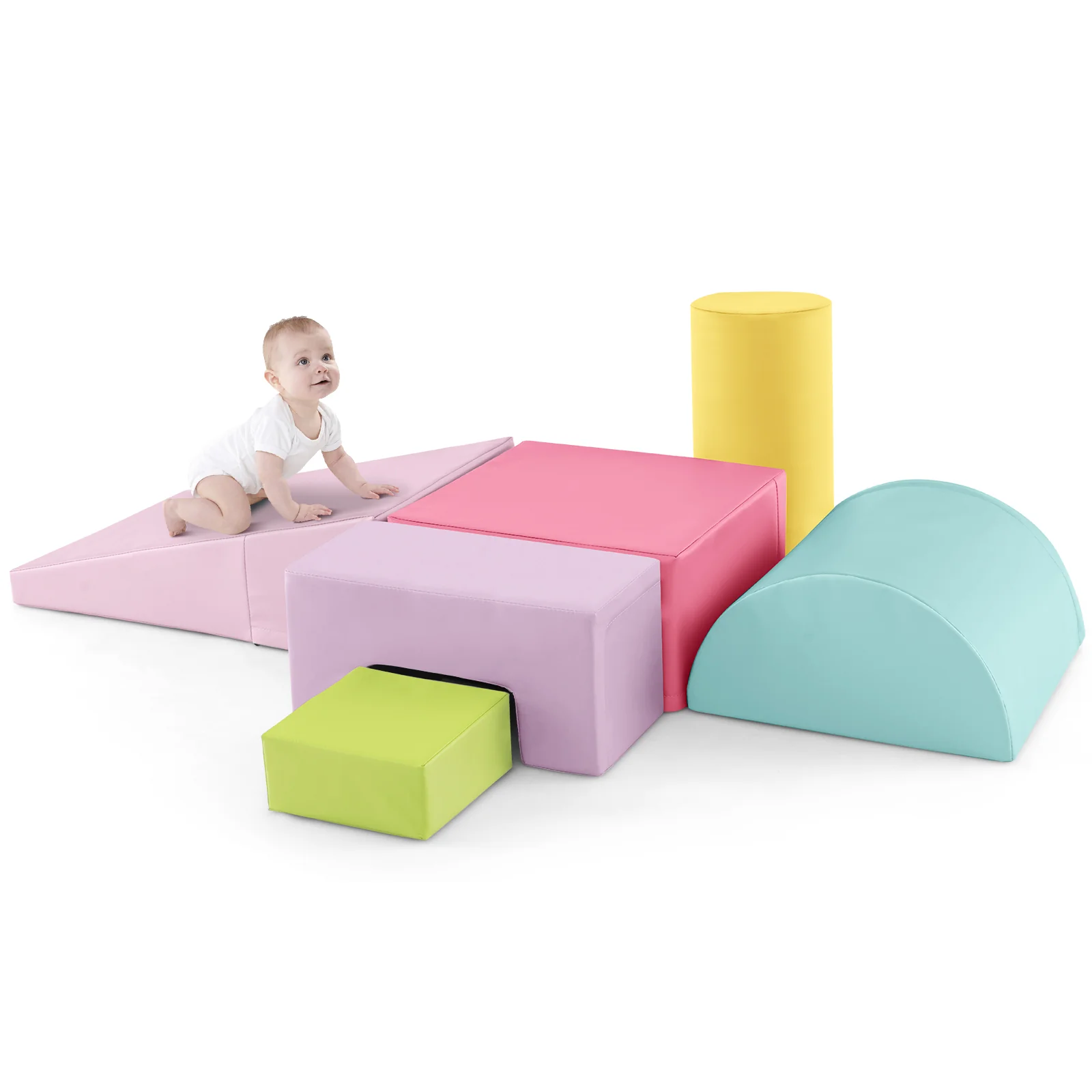 6 Pieces Foam Climbing Blocks, Indoor Playset, Macaron, Multicolor - Image 4