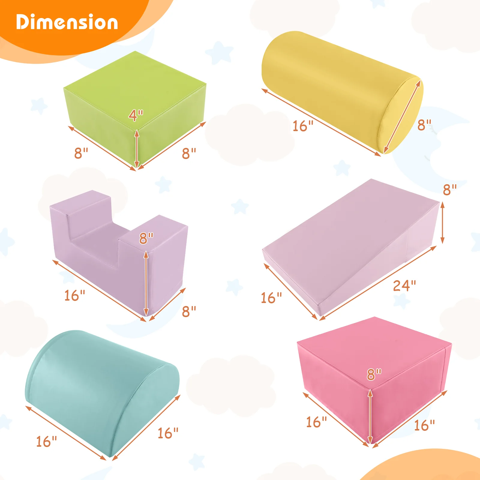 6 Pieces Foam Climbing Blocks, Indoor Playset, Macaron, Multicolor - Image 5