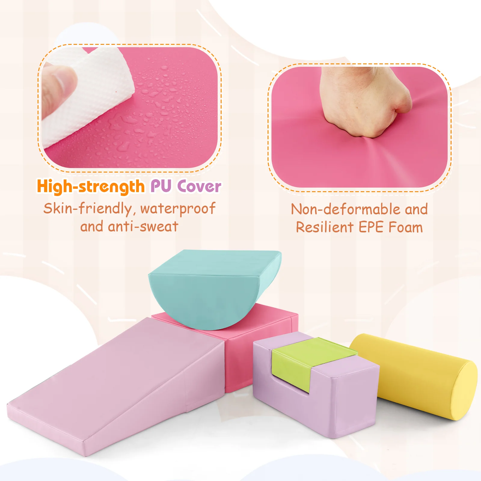 6 Pieces Foam Climbing Blocks, Indoor Playset, Macaron, Multicolor - Image 6
