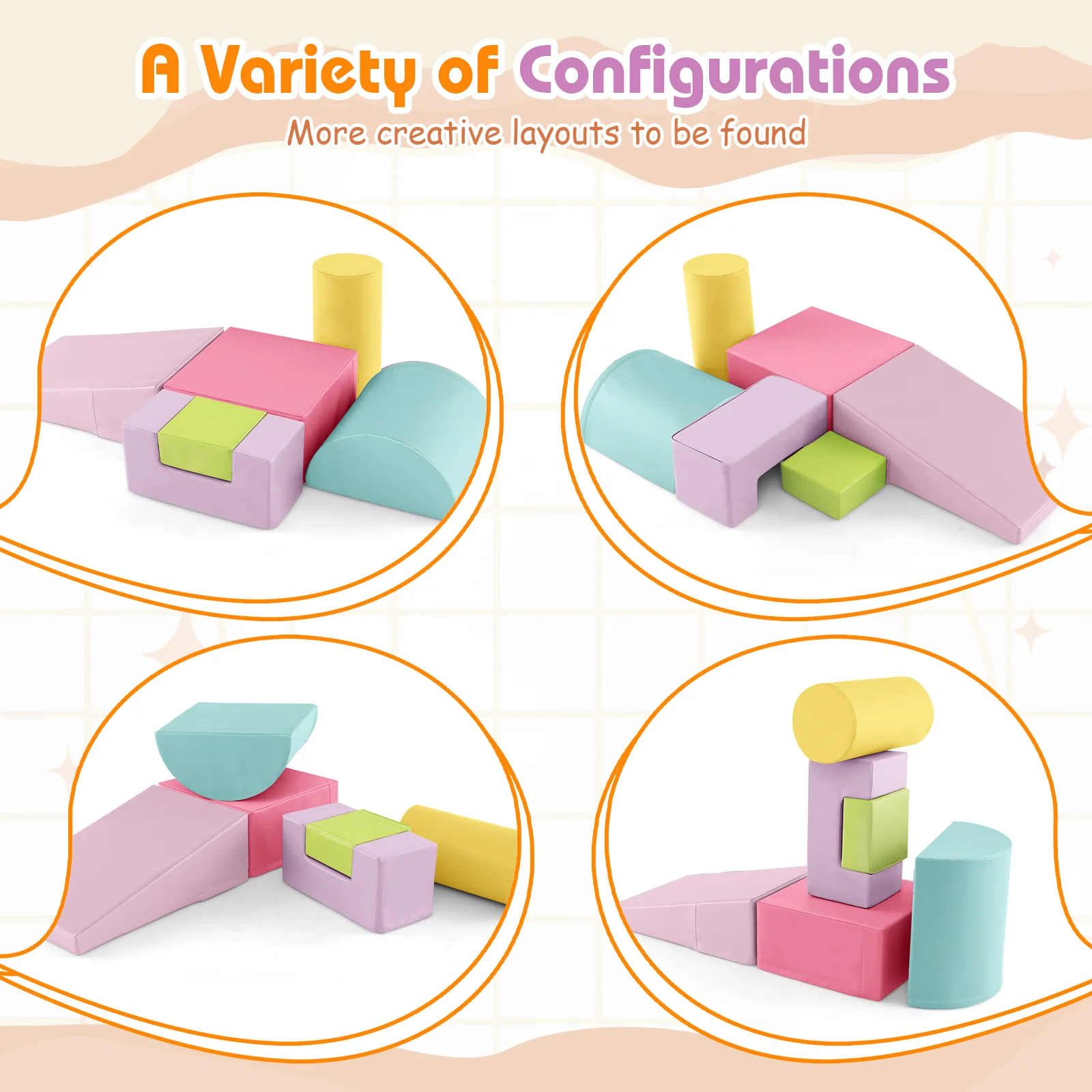 6 Pieces Foam Climbing Blocks, Indoor Playset, Macaron, Multicolor - Image 7
