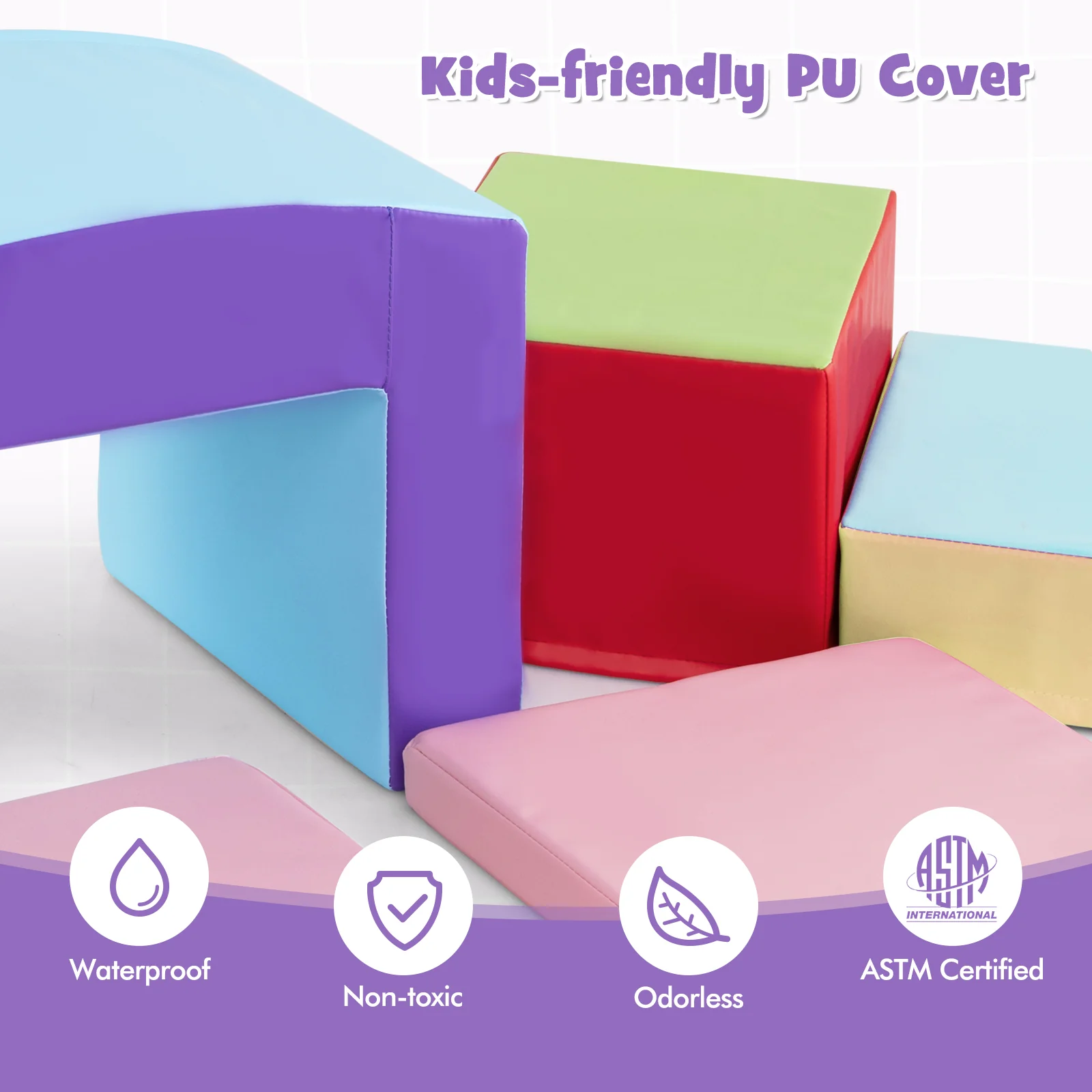 6 Pieces Foam Climbing Blocks, Soft Play For Toddlers, Tunnel, Beige - Image 7