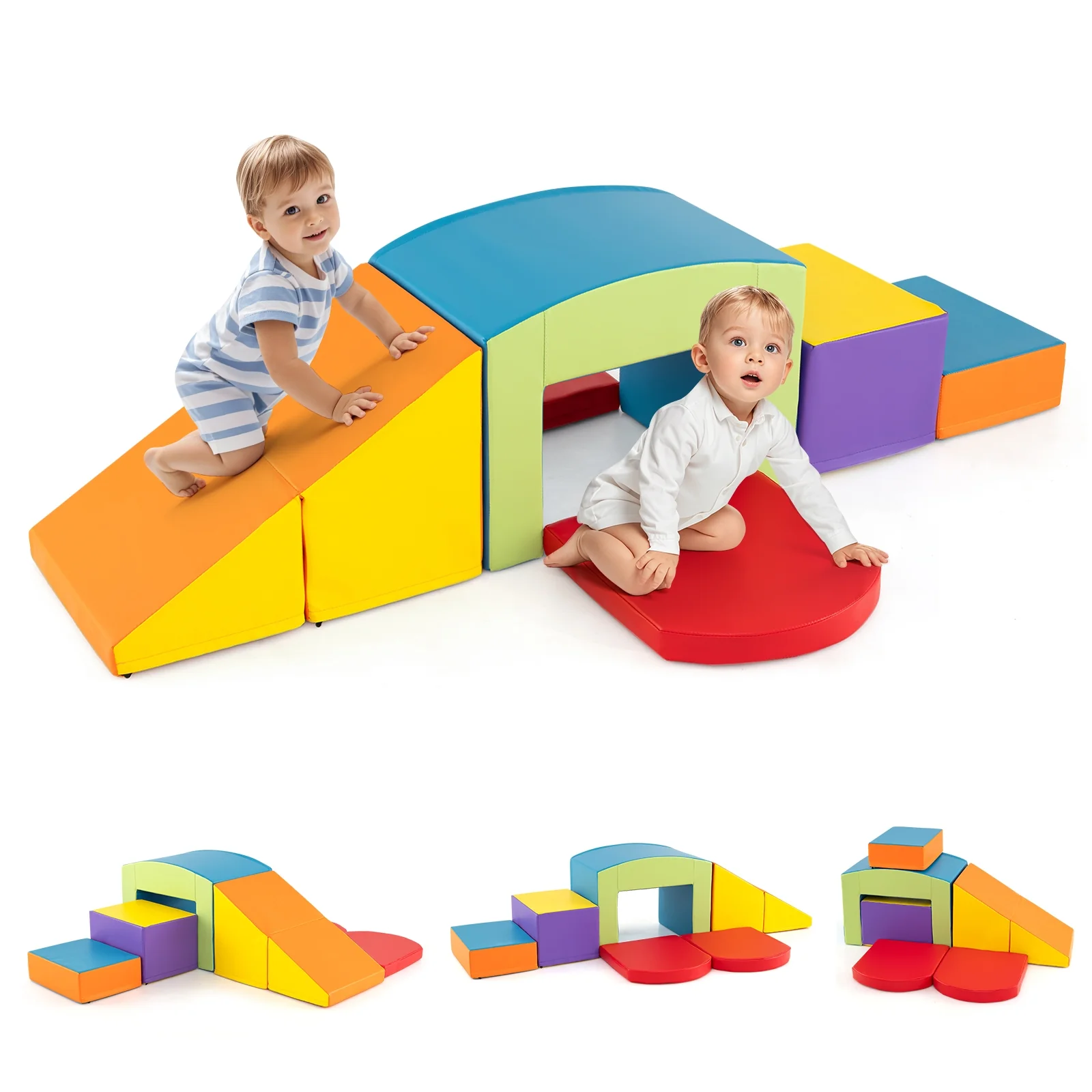 6 Pieces Foam Climbing Blocks, Soft Play, Multicolor