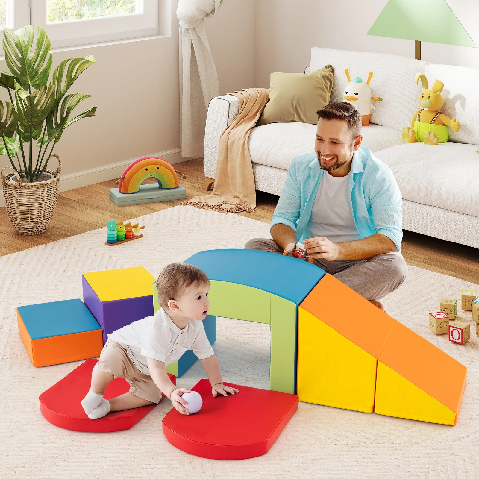 6 Pieces Foam Climbing Blocks, Soft Play, Multicolor - Image 3