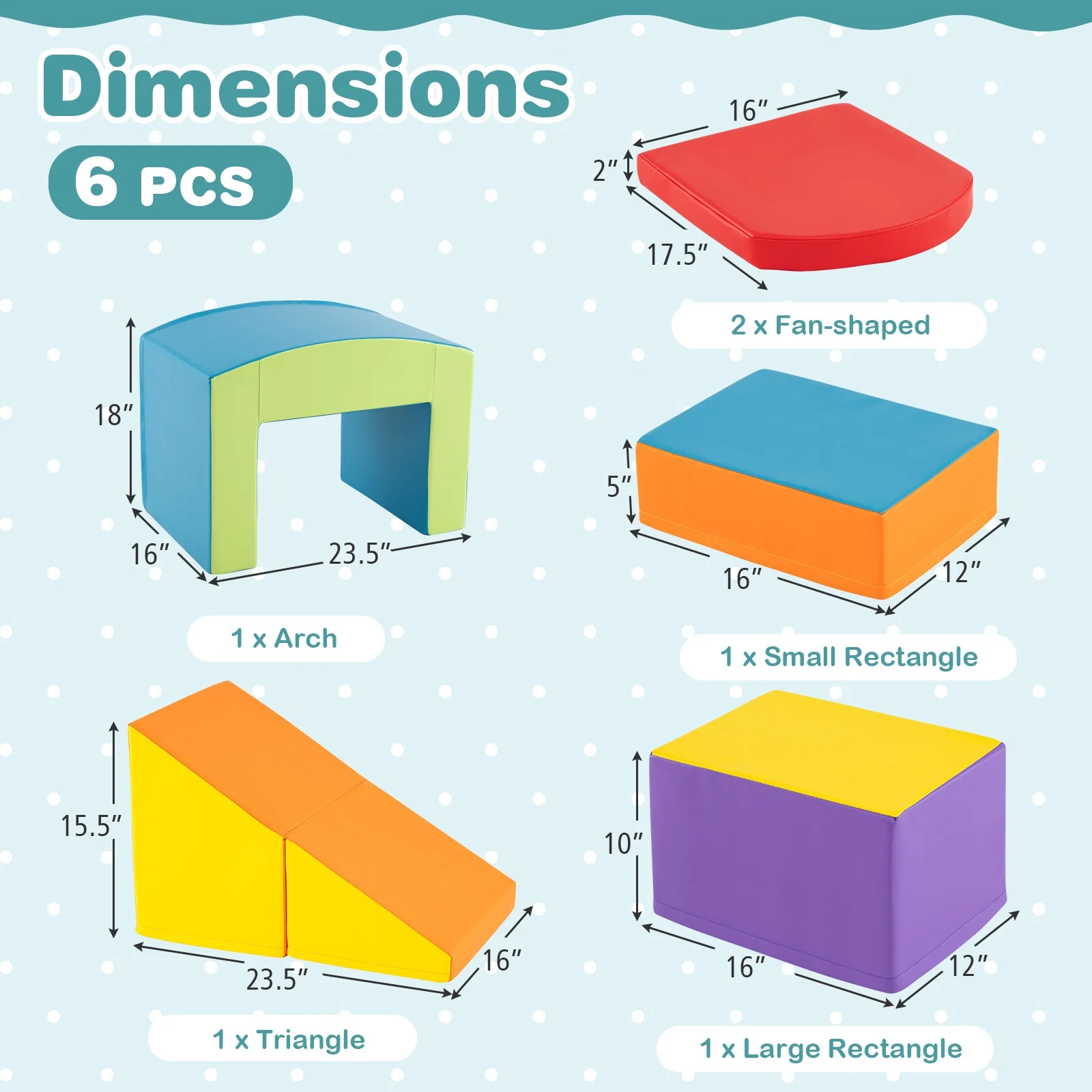 6 Pieces Foam Climbing Blocks, Soft Play, Multicolor - Image 5