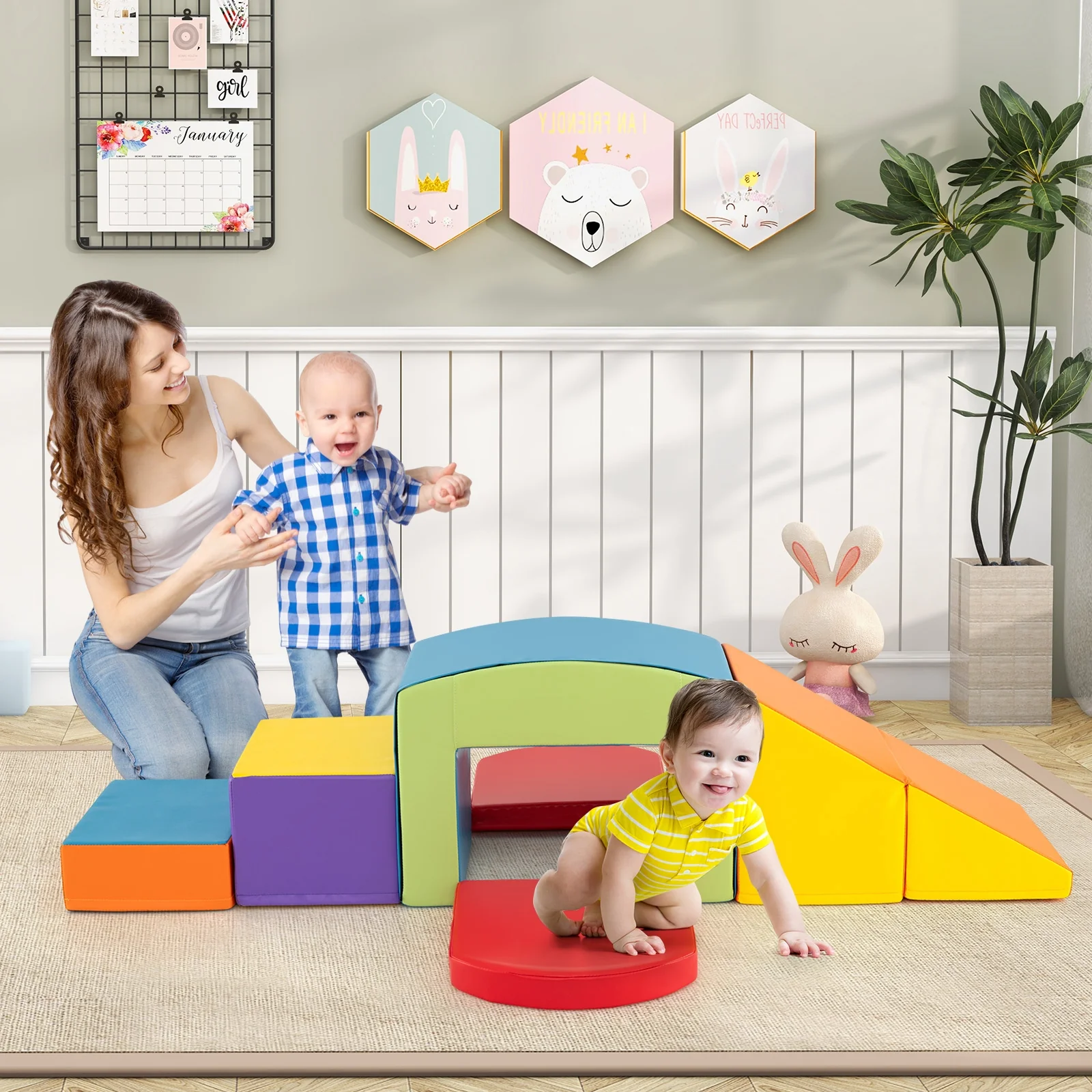 6 Pieces Foam Climbing Blocks, Soft Play, Multicolor - Image 6