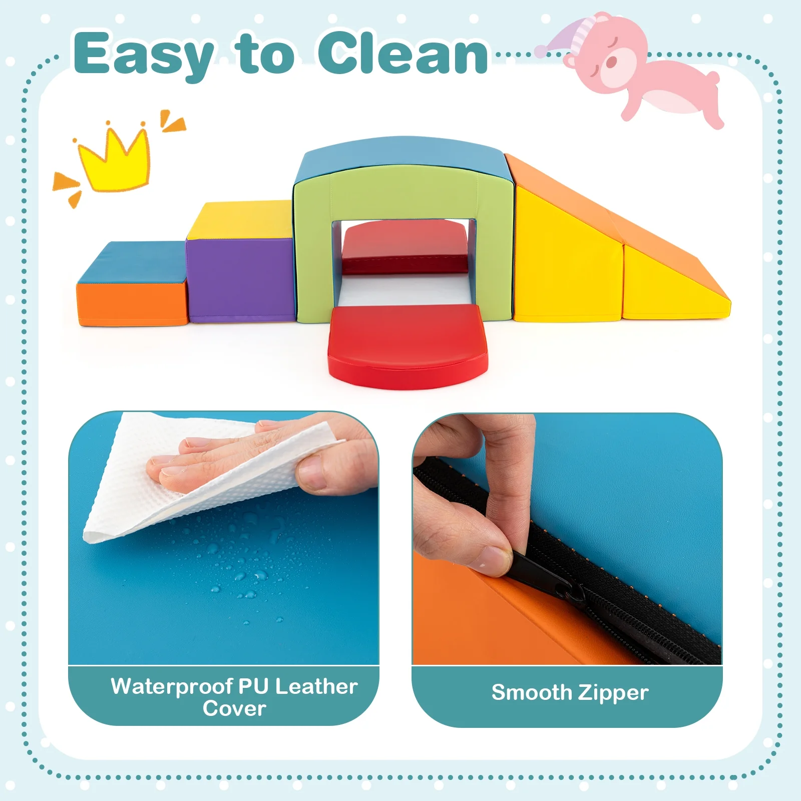6 Pieces Foam Climbing Blocks, Soft Play, Multicolor - Image 8