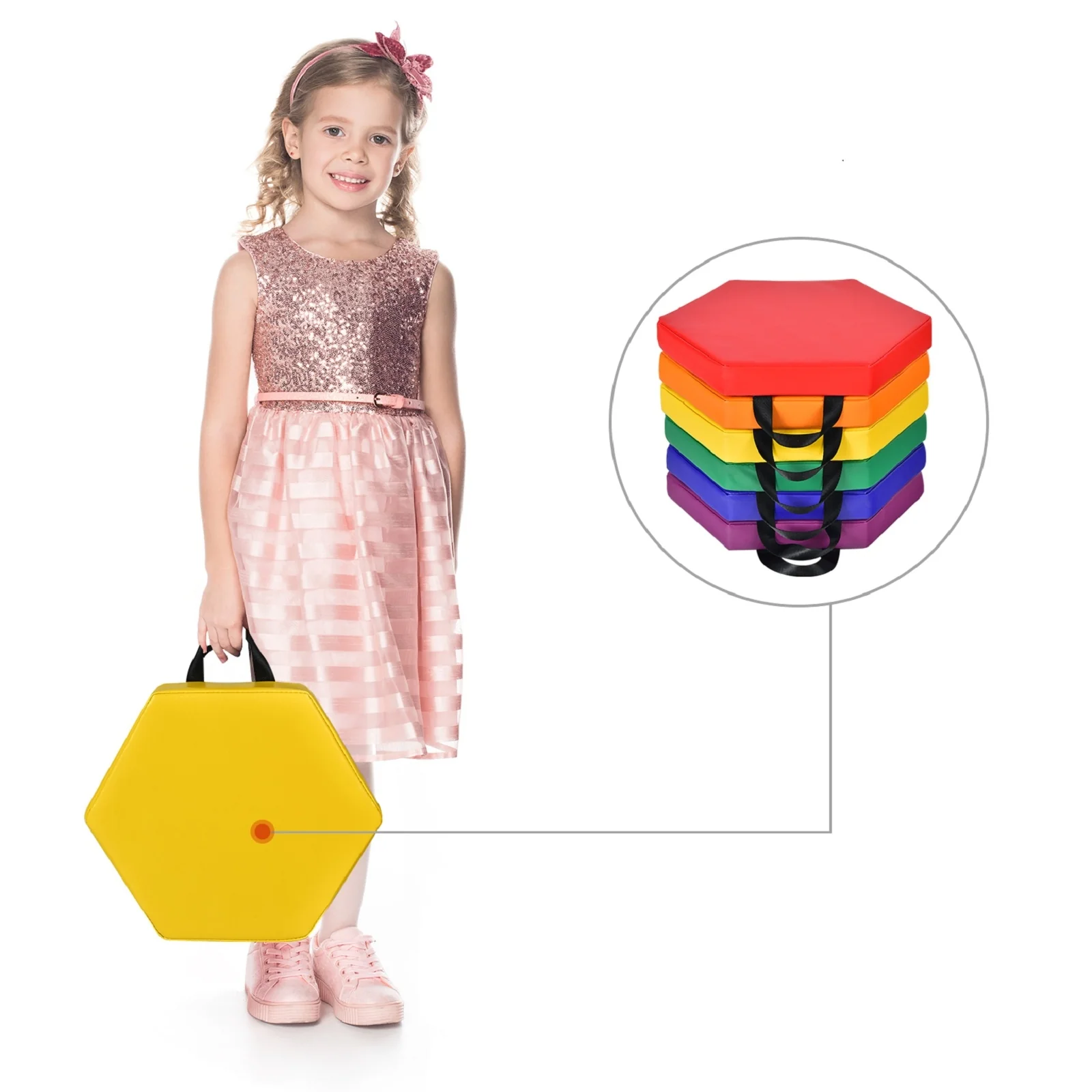 6 Pieces Hexagon Toddler Floor Cushions, Multicolor - Image 5