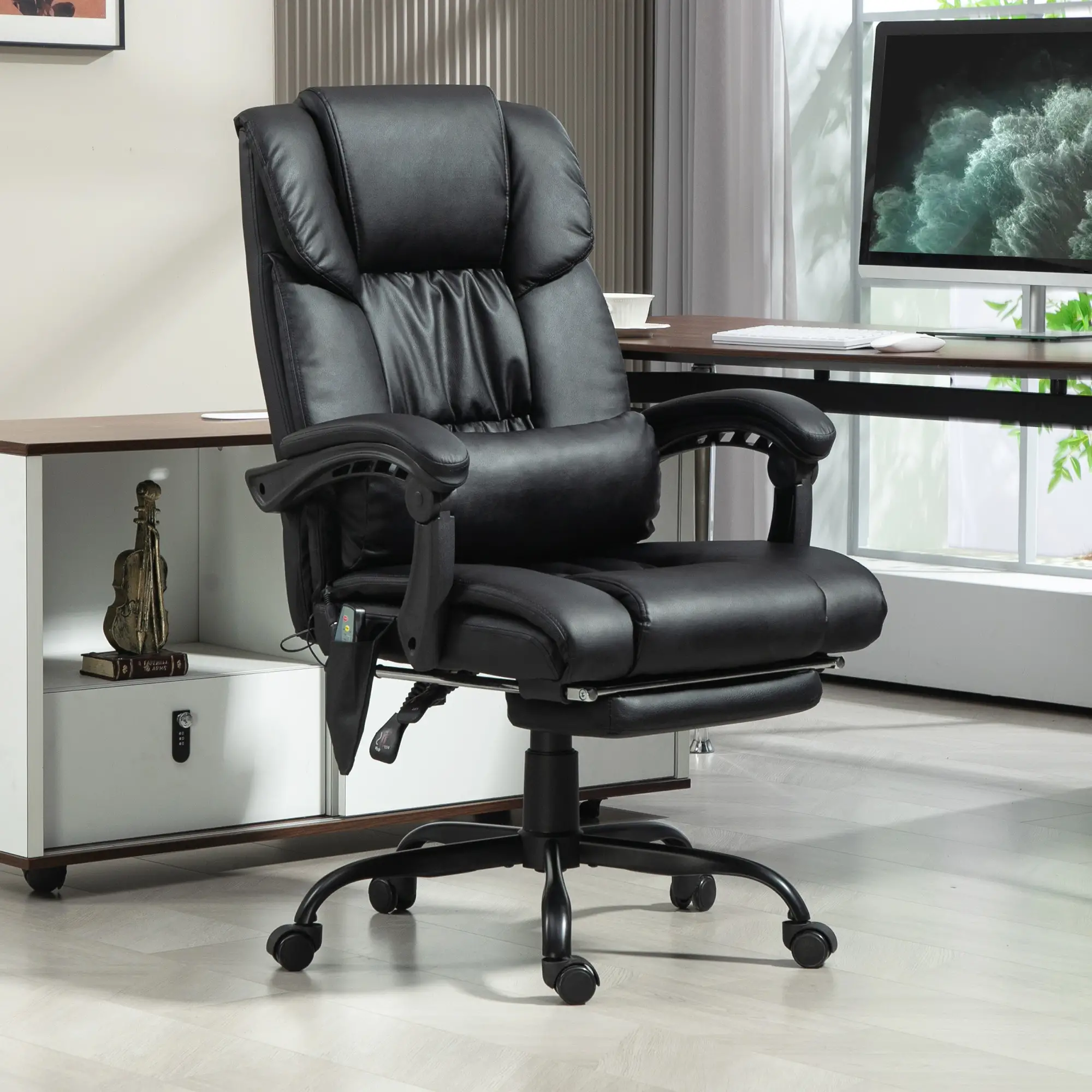6-Point Vibration Massage Chair, Height Adjustable, Reclining, Black - Image 10