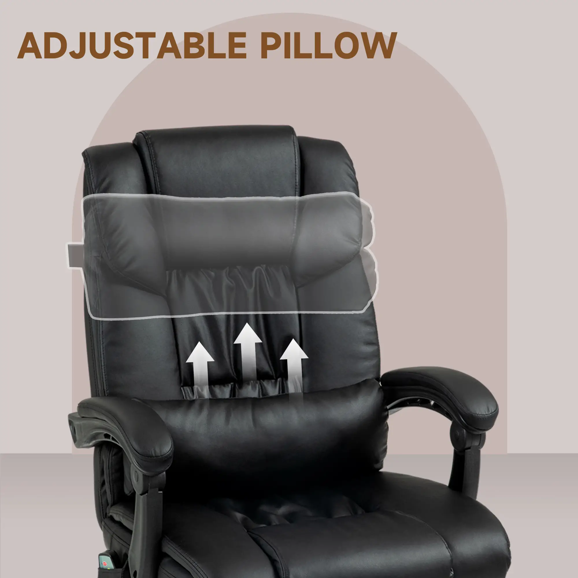 6-Point Vibration Massage Chair, Height Adjustable, Reclining, Black - Image 7