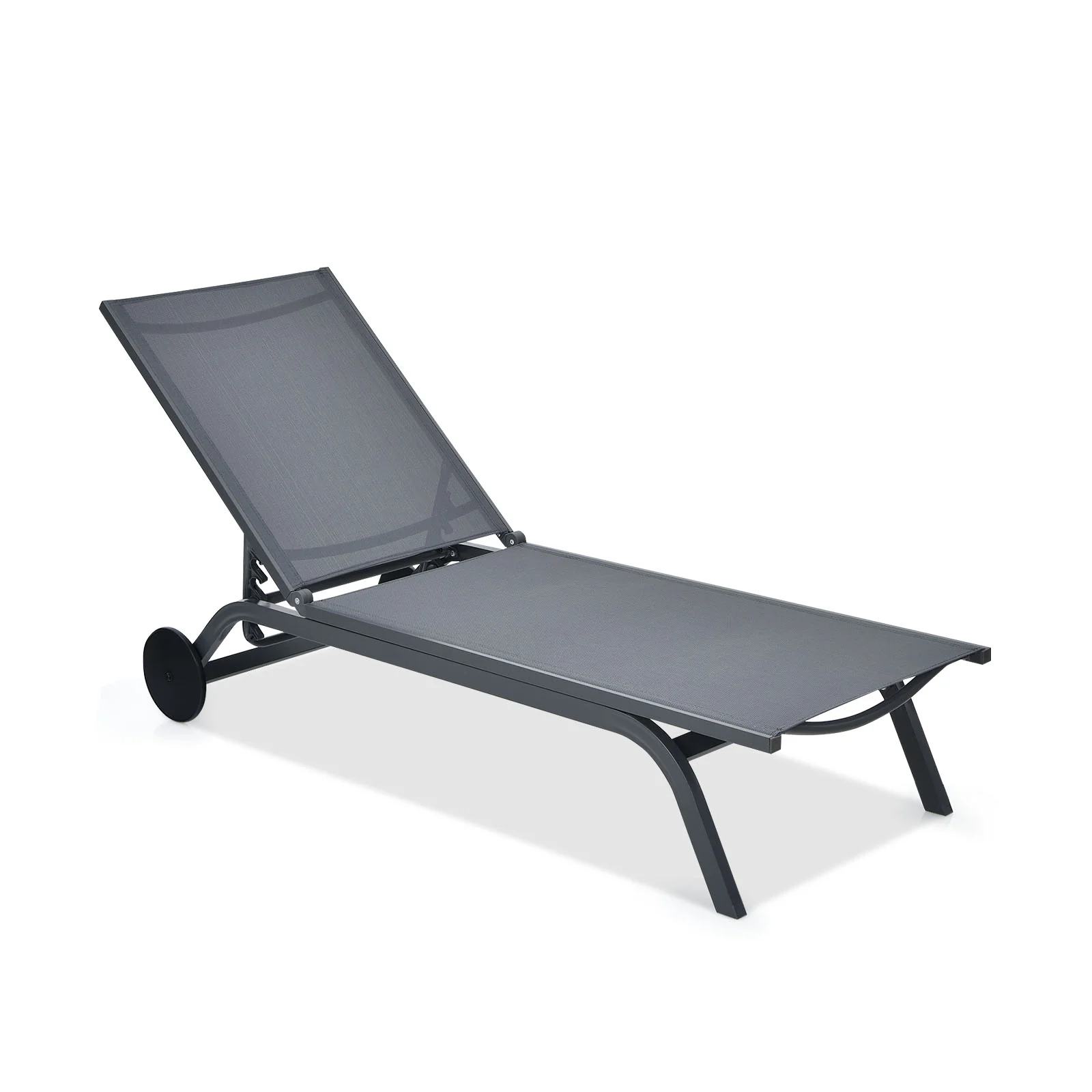 6-Position Adjustable Fabric Outdoor Patio Recliner Chair, Gray - Image 4