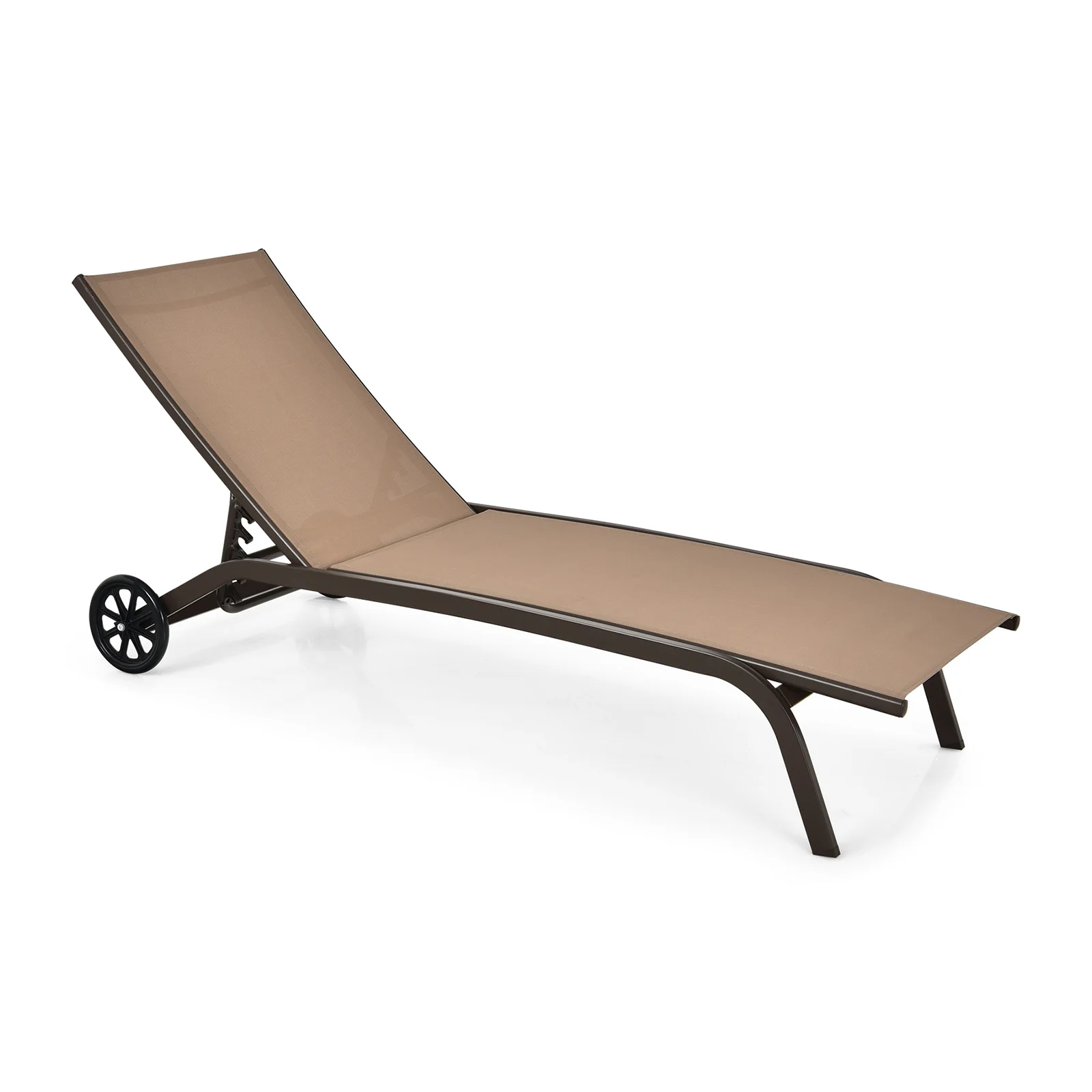 6-Position Adjustable Outdoor Chaise Recliner, Brown - Image 4