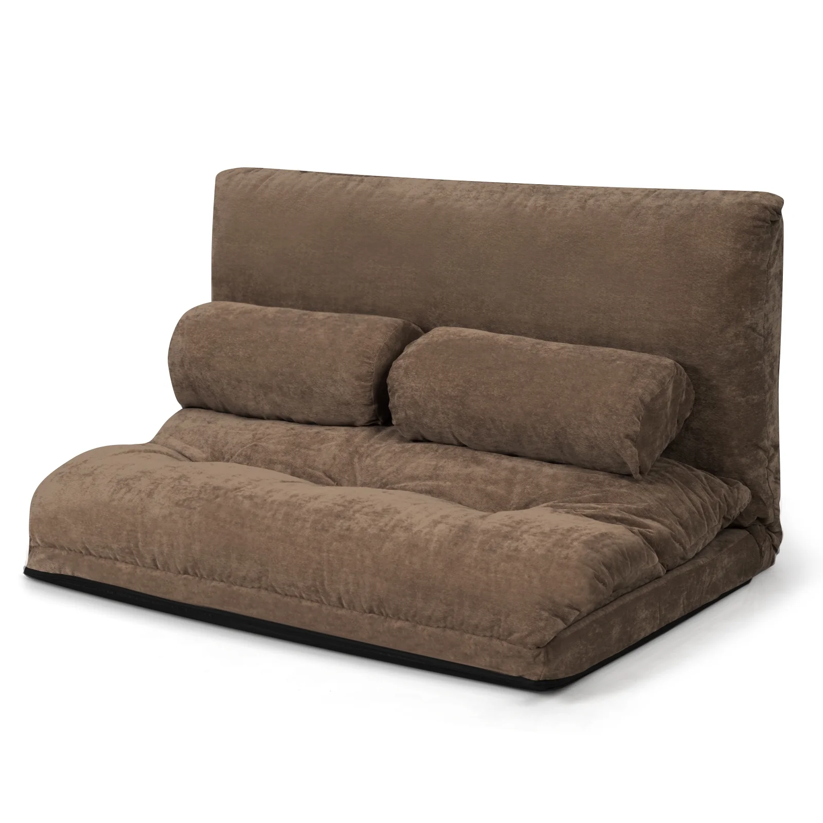 6-Position Adjustable Sleeper Lounge Couch, 2 Pillows, Brown - Image 9