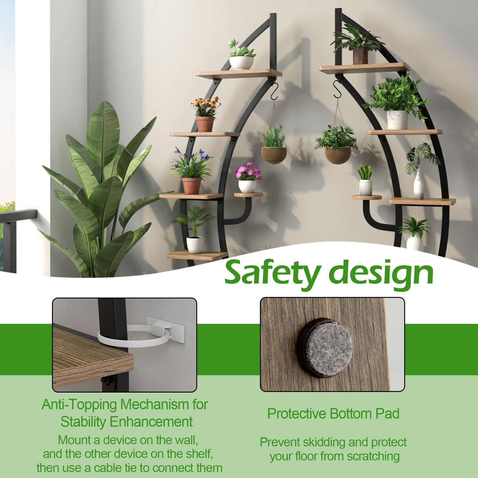 6 Tier 9 Potted Metal Plant Stand Holder, Natural - Image 6