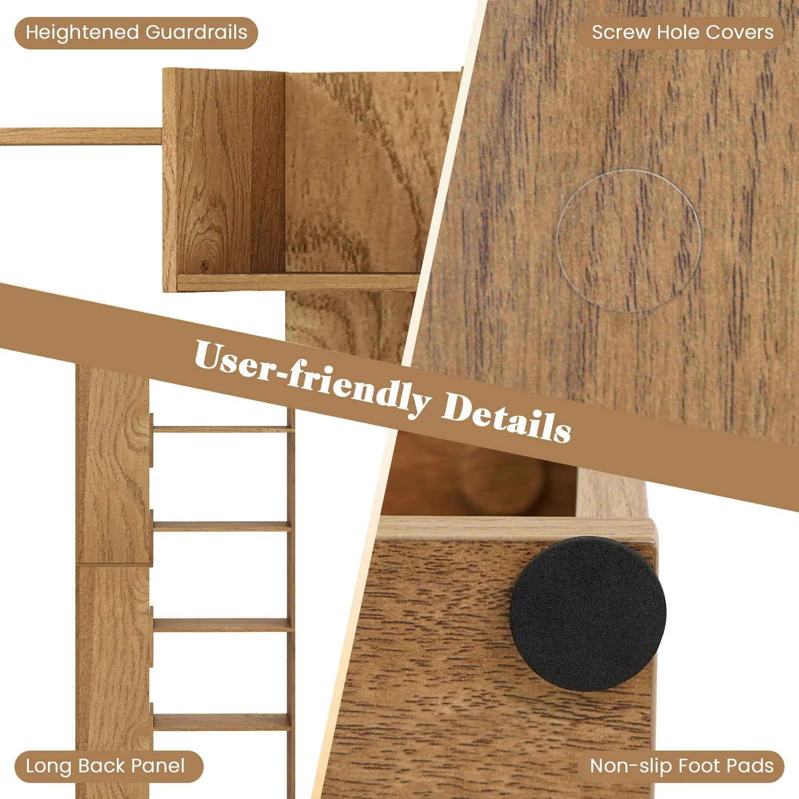6-Tier Bookshelf, Wooden Bookcase, 2 Anti-Tipping Kits, Natural - Image 10