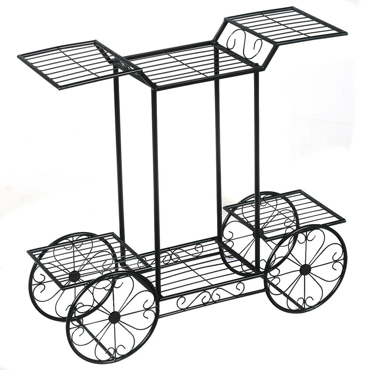6-Tier Garden Cart, Flower Rack, Plant Holder, Black