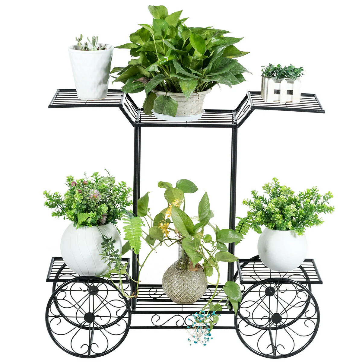 6-Tier Garden Cart, Flower Rack, Plant Holder, Black - Image 10